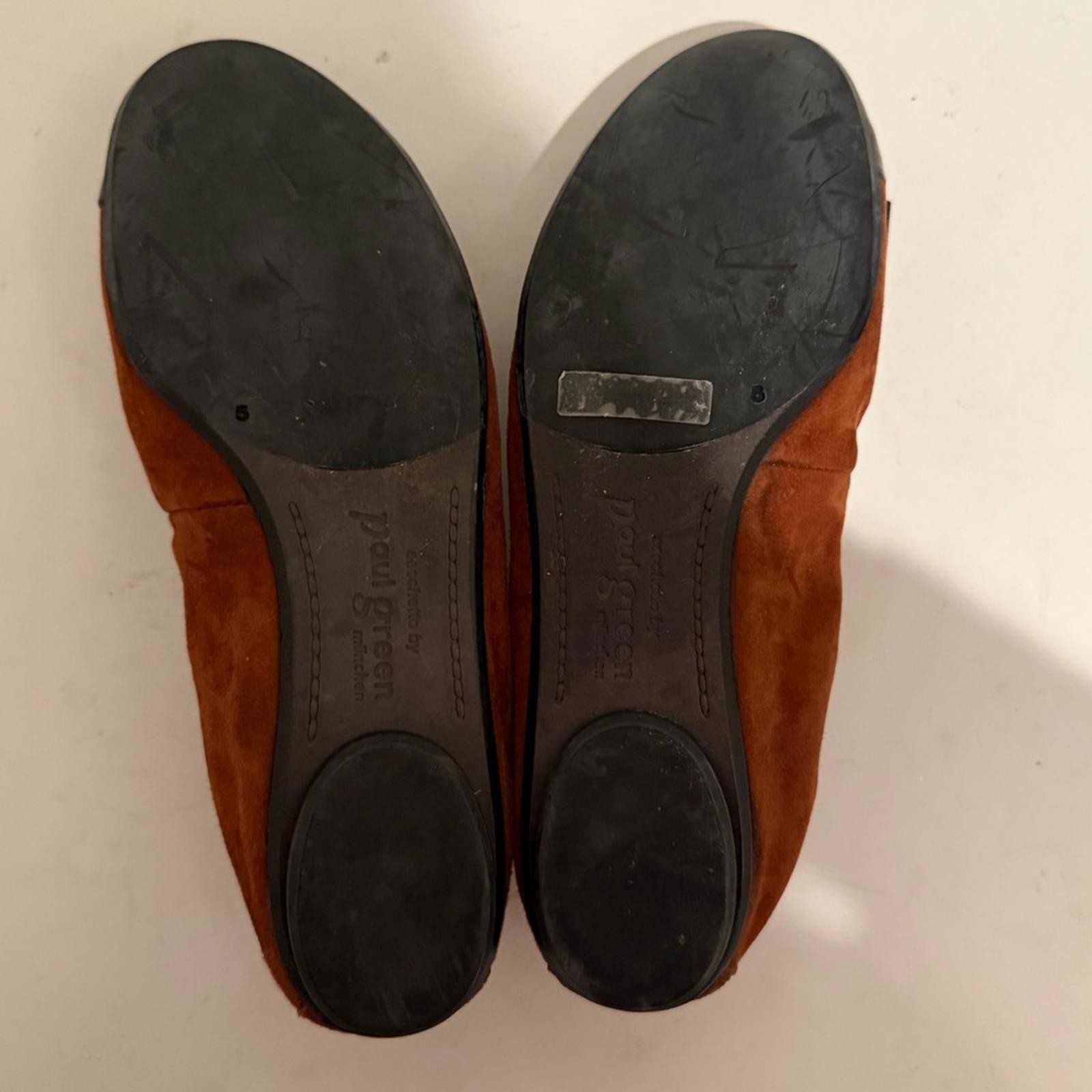 Paul Green Nellie Brown Suede Black Patent Cap Toe Ballet Flats Size US 7.5 UK 5