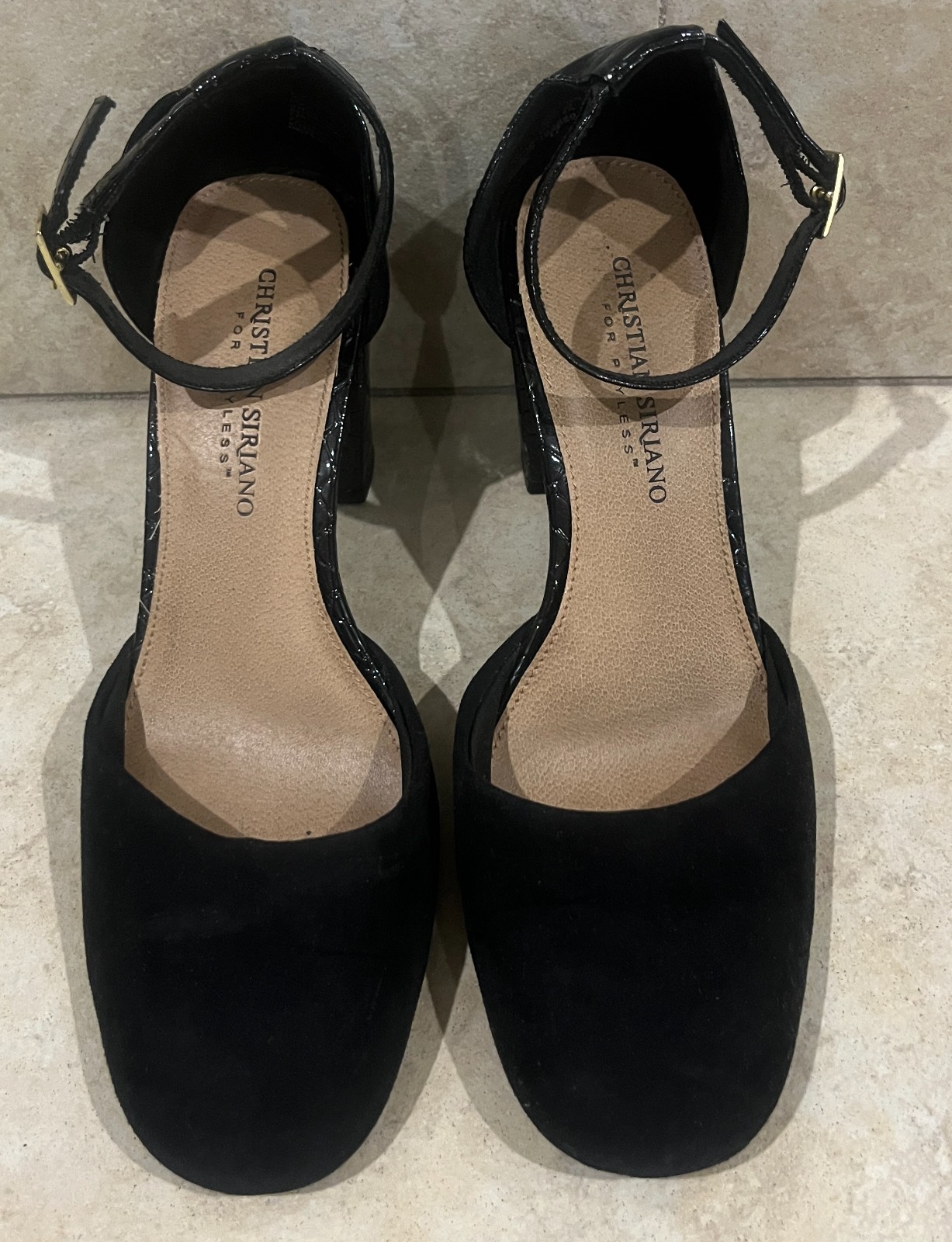 Christian Siriano for Payless Women’s Black Block Heel Ankle Strap Pumps Size 7
