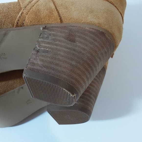 Diba women block ankle boots leather suede 7.5us boho casual mustard Festival