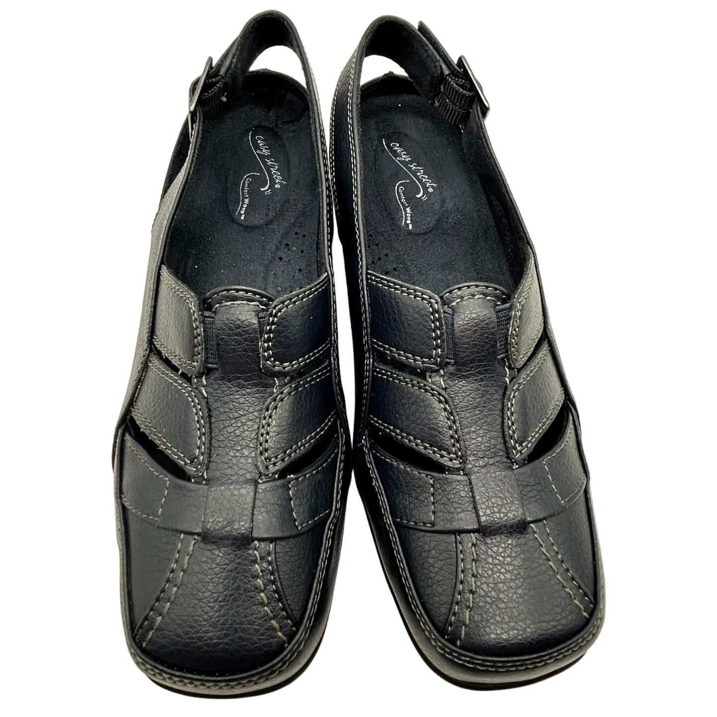 New Easy Street Comfort Wave Sandal Size 6 Faux Leather Fisherman Slingback NIB