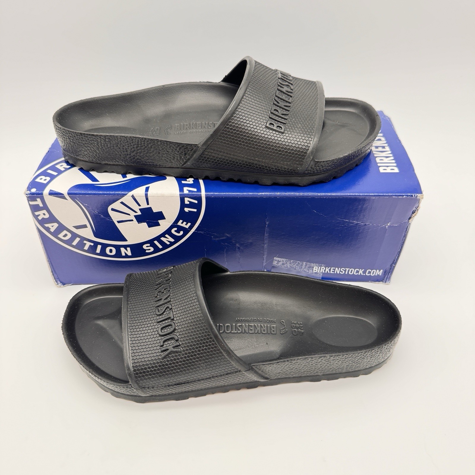 Birkenstock Sandals Unisex Size 40 Black Barbados EVA Slide Pool Shoes Comfort