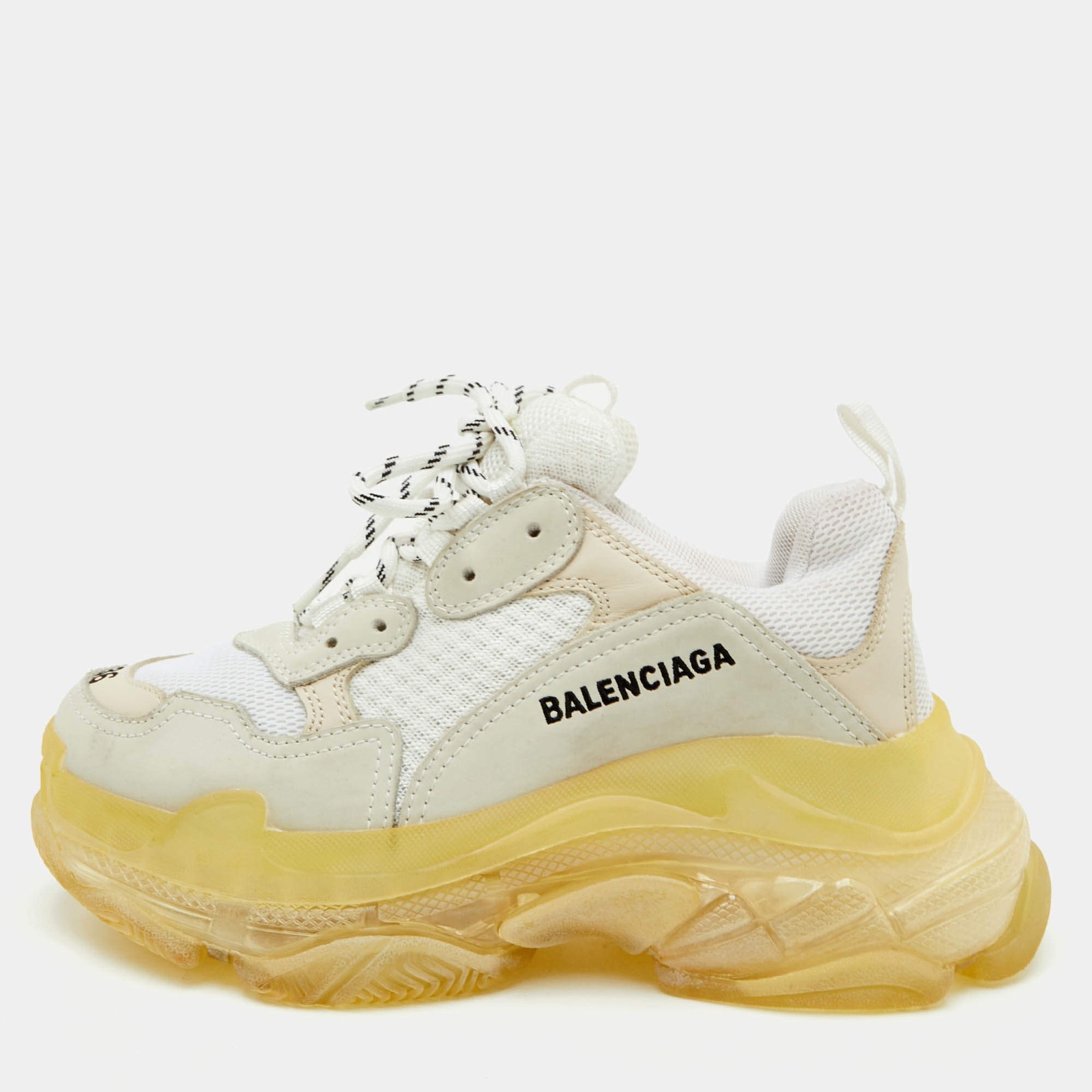 Balenciaga Triple S Clear Size 36 WhiteBeige Faux Leather and Mesh Lace Up
