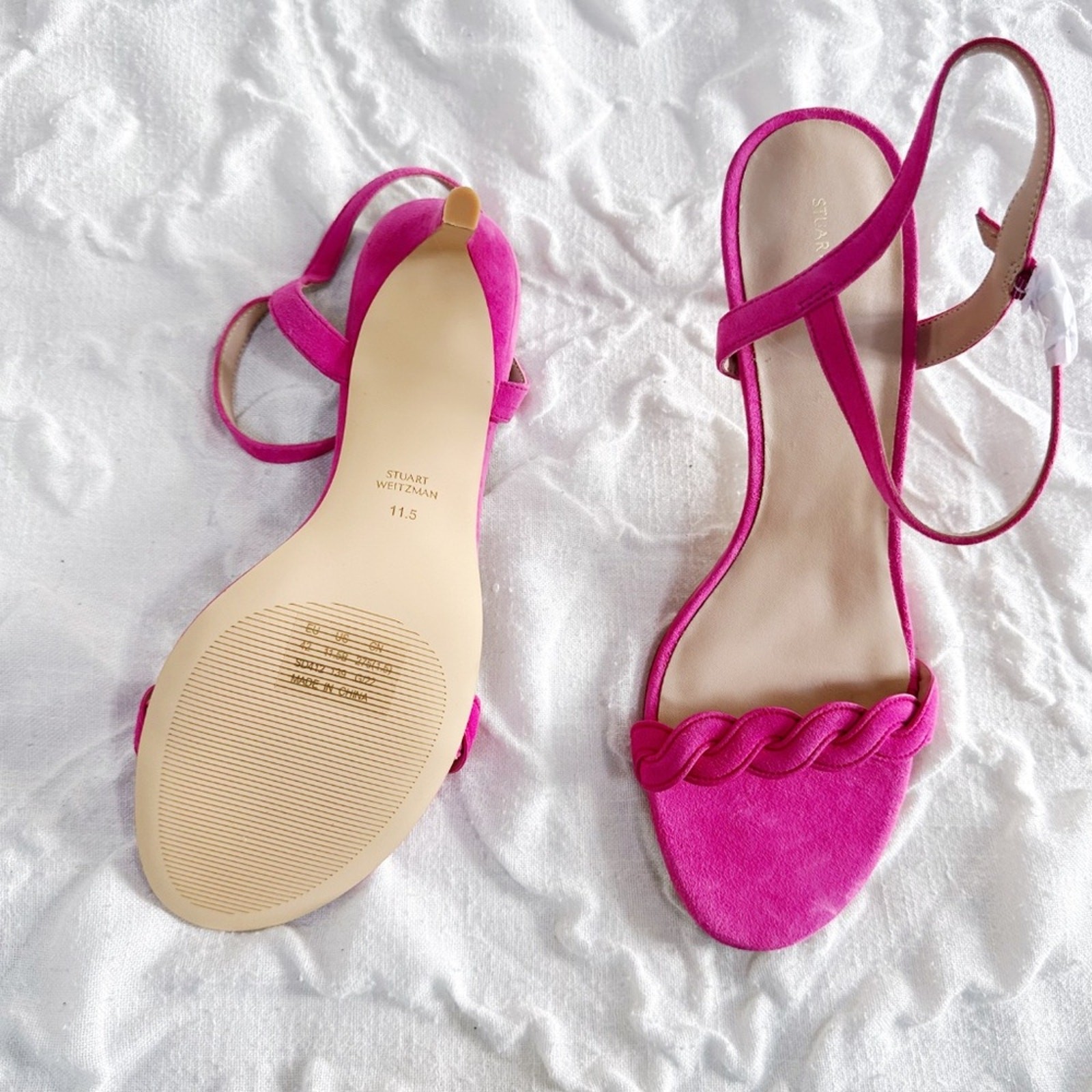 Stuart Weitzman Dancer Twistie 100 Suede Sandal In Pink Size 11.5