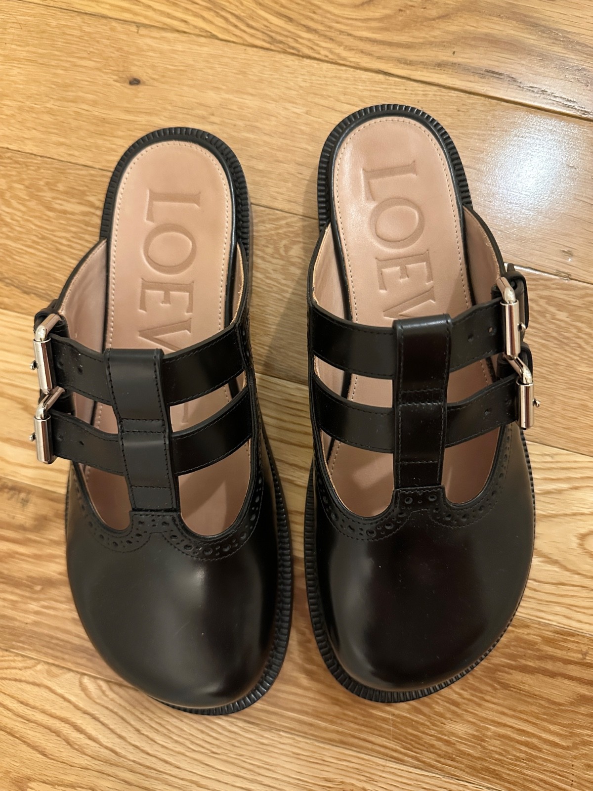 Loewe Campo Leather Mary Janes Mules Size 39 – Black – Excellent Cond Worn Twice