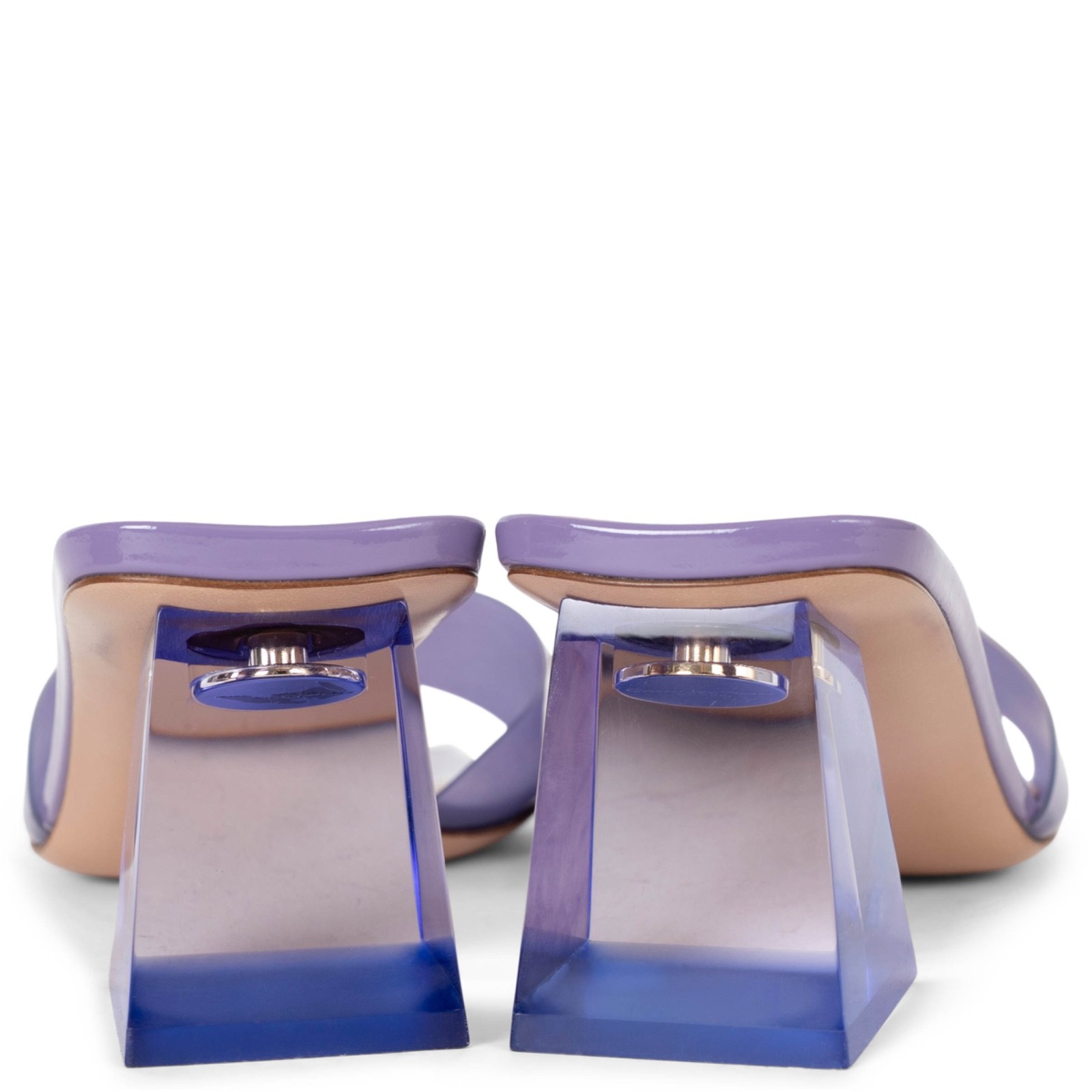 74231 auth GIANVITO ROSSI purple plexi COMSIC 55 GLASS Sandals Shoes 38.5