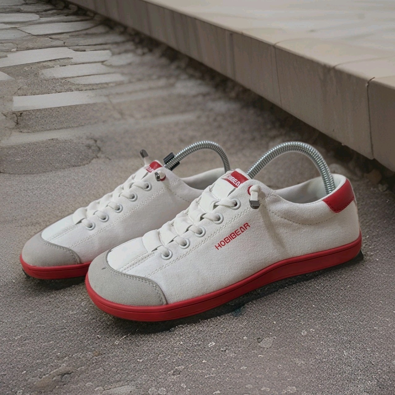 Hobibear Barefoot Shoes Canvas Sneakers White Red Grey Men 6.5 Women 8.5 EU 39