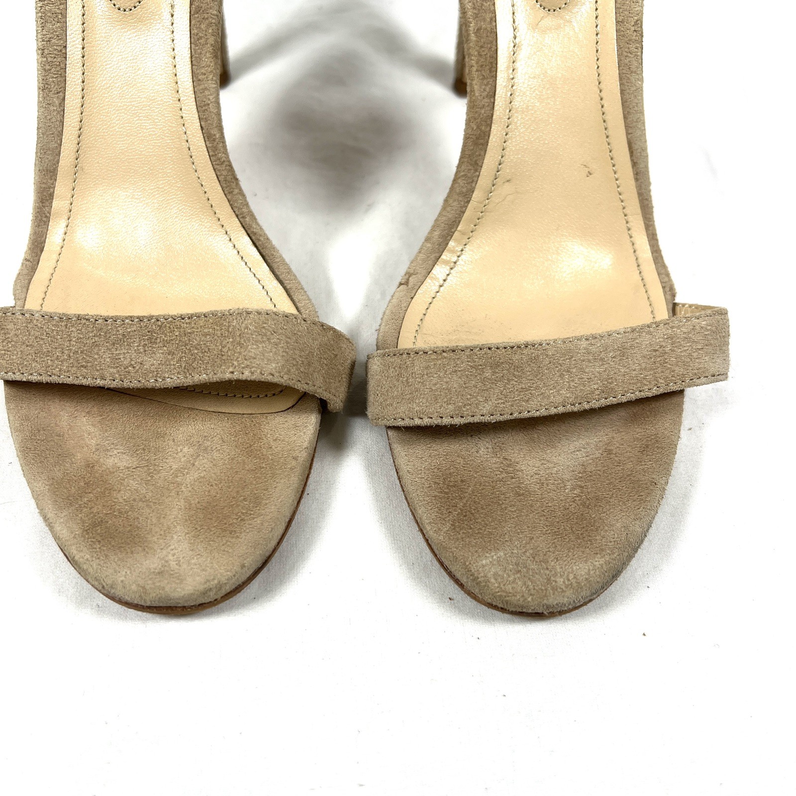 The Kooples Suede Western Ankle Strap Heels Buckle Sandals Nude Stiletto Sz.7.5