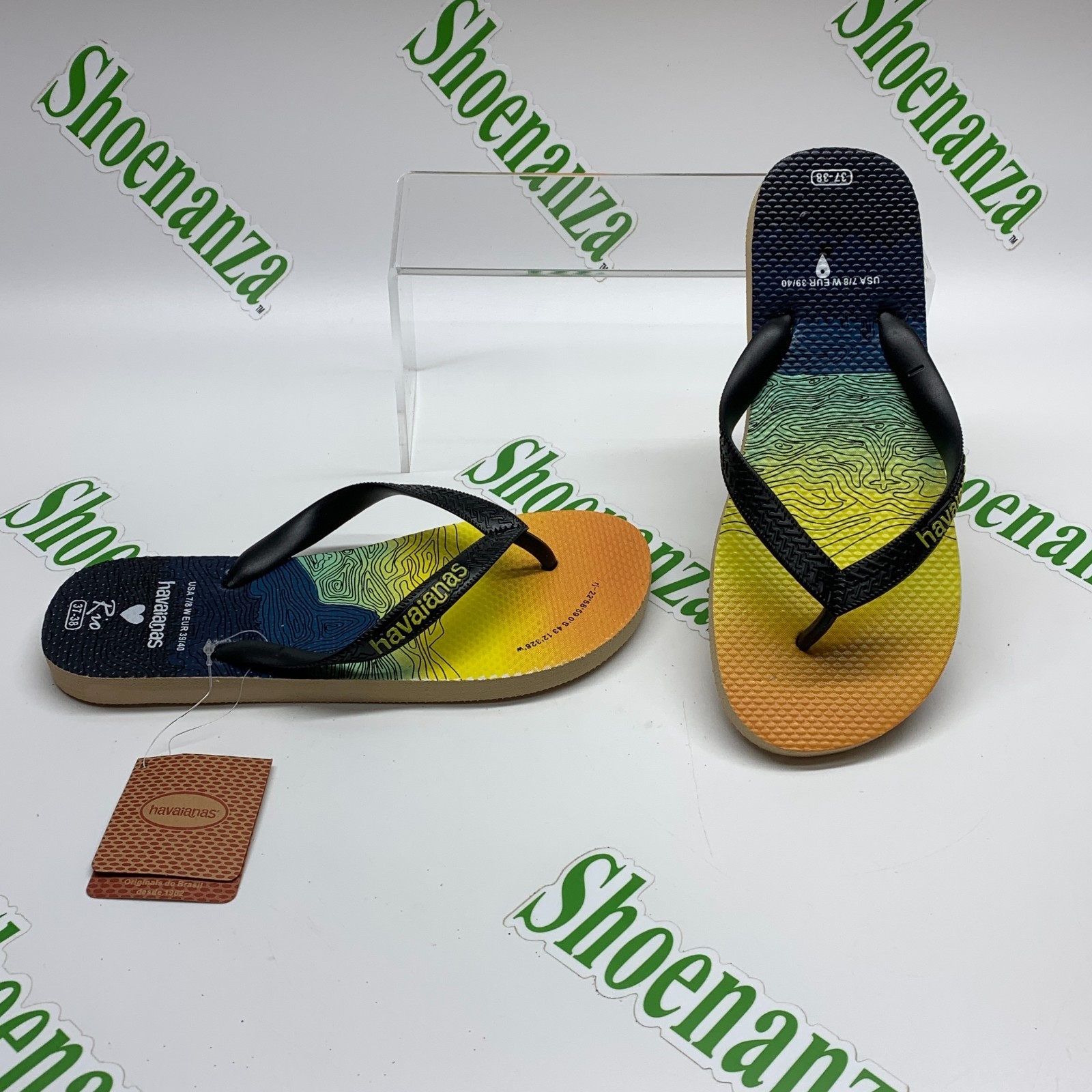 Havaianas Slim Love Rio Beach Heart Topographic Map Flip Flop Thong Womens 7 / 8