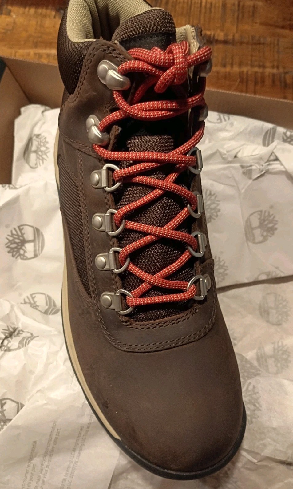 Womens TIMBERLAND WHITE LEDGE WATERPROOF MID Prem choc Leather HIKER Sz 7.5 Wide