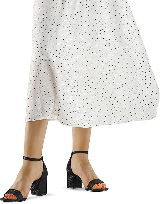 MySoft Women’s Open-Toe Pumps with Adjustable Ankle Strap & Block Heel