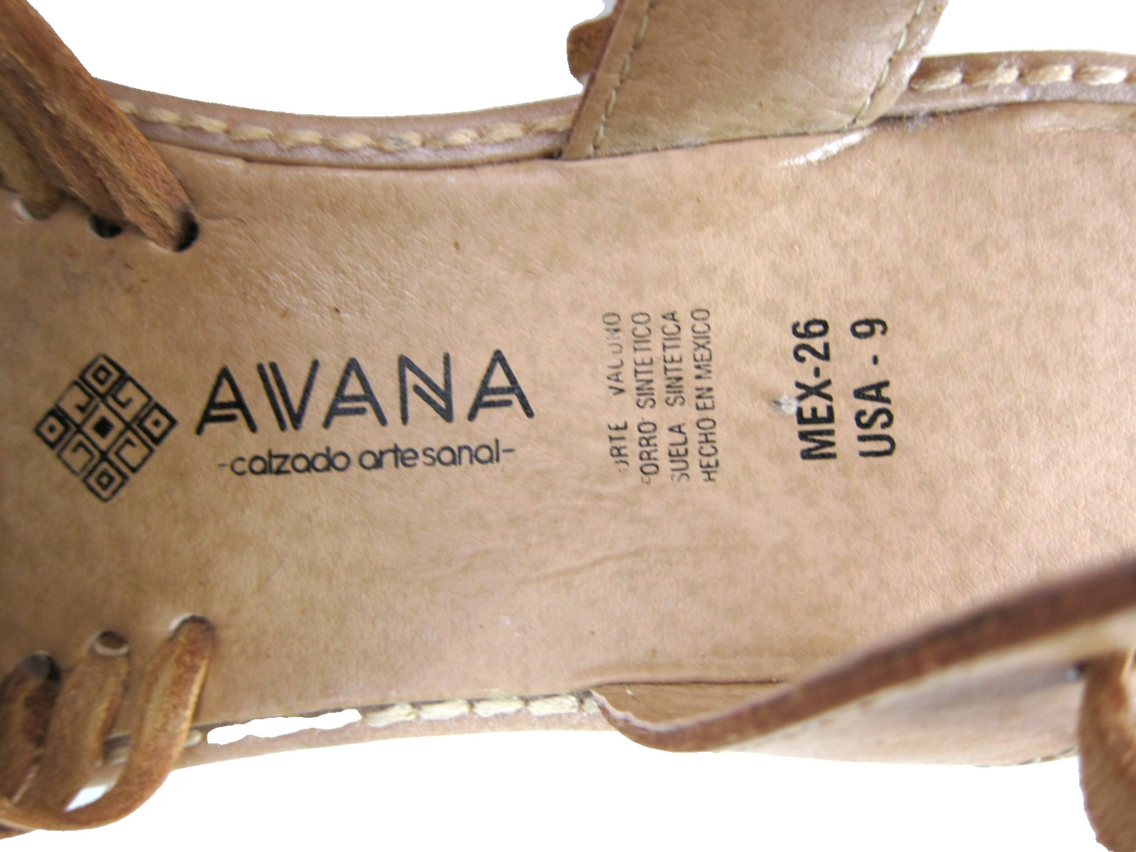 Avana Calzado Artesanal 100% Leather Ankle Strap Tie Huarache Sandal Women 9/40