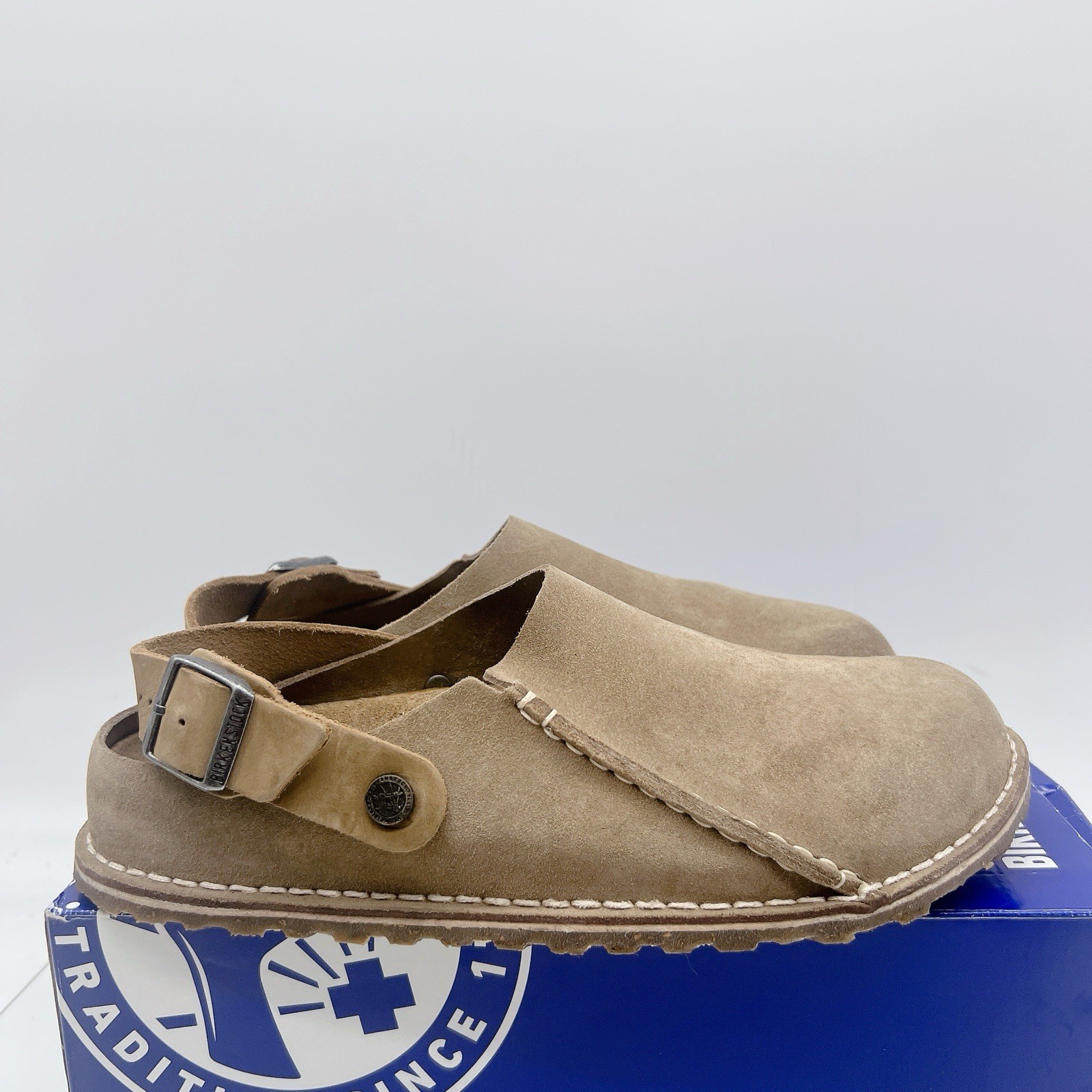 Birkenstock Lutry Clogs Comfort Shoes Premium Taupe Suede EU 41 Wms US 10- 10.5