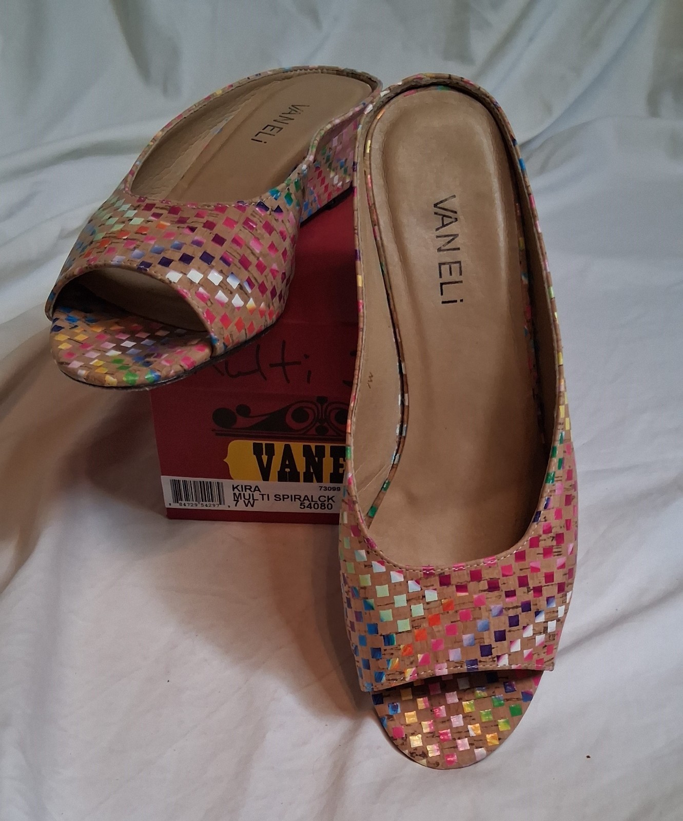 Vaneli Women’s Multicolor Cork Slide-on Sandal (7W)