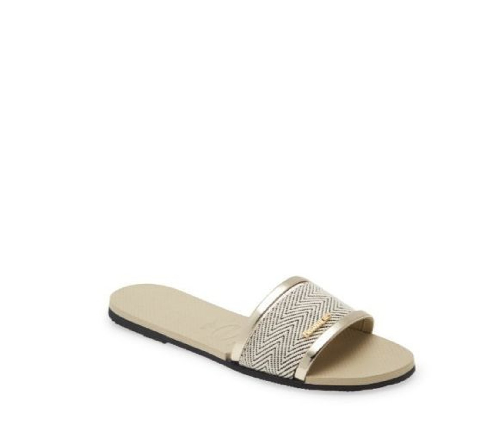 Havaianas Women’s Sand Grey Gold Slides Sz 11/12W Euro 41-42 NWT