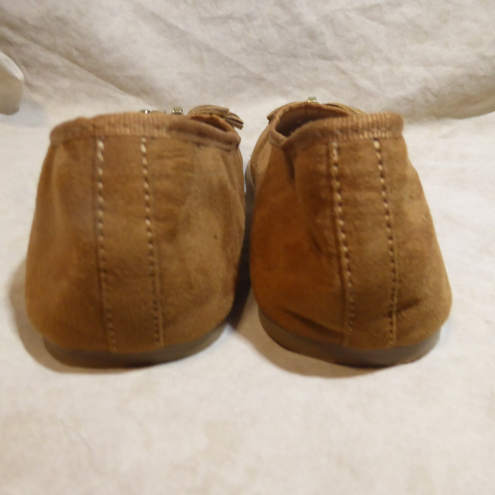 🩰 David Aaron Ballet Flats sz 8.5 M Butterscotch Brown Suede; Tasseled Bows