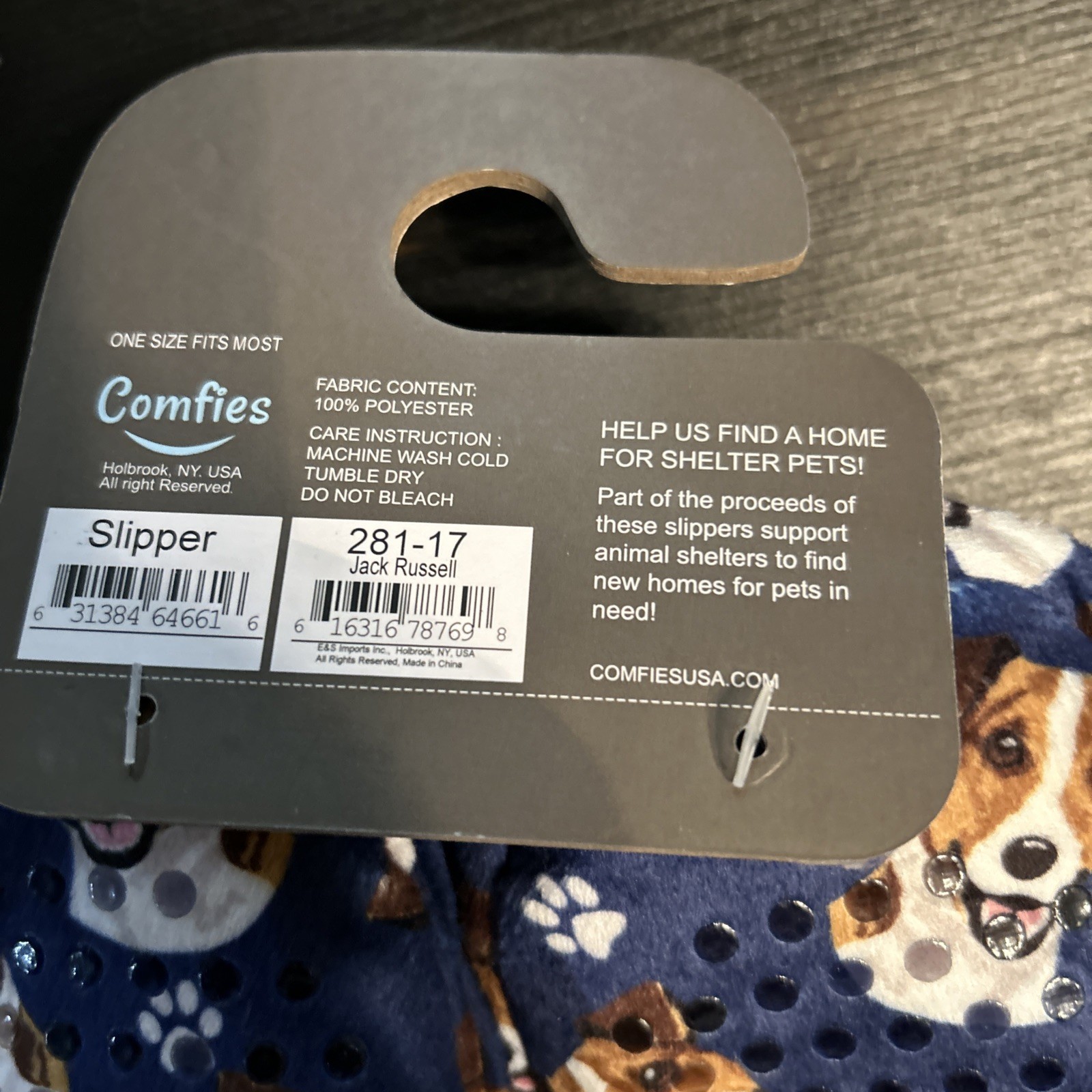 Comfies Slippers Non Slip Comfies Dog Design One Size Jack Russell Blue 1254