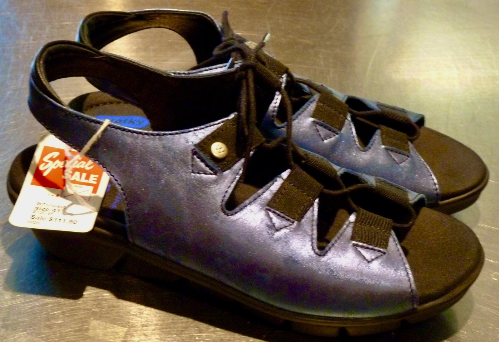 WOLKY Blue Metallic Arena Wedge Sandal EUR 41 US 10.5 $175 NWT!