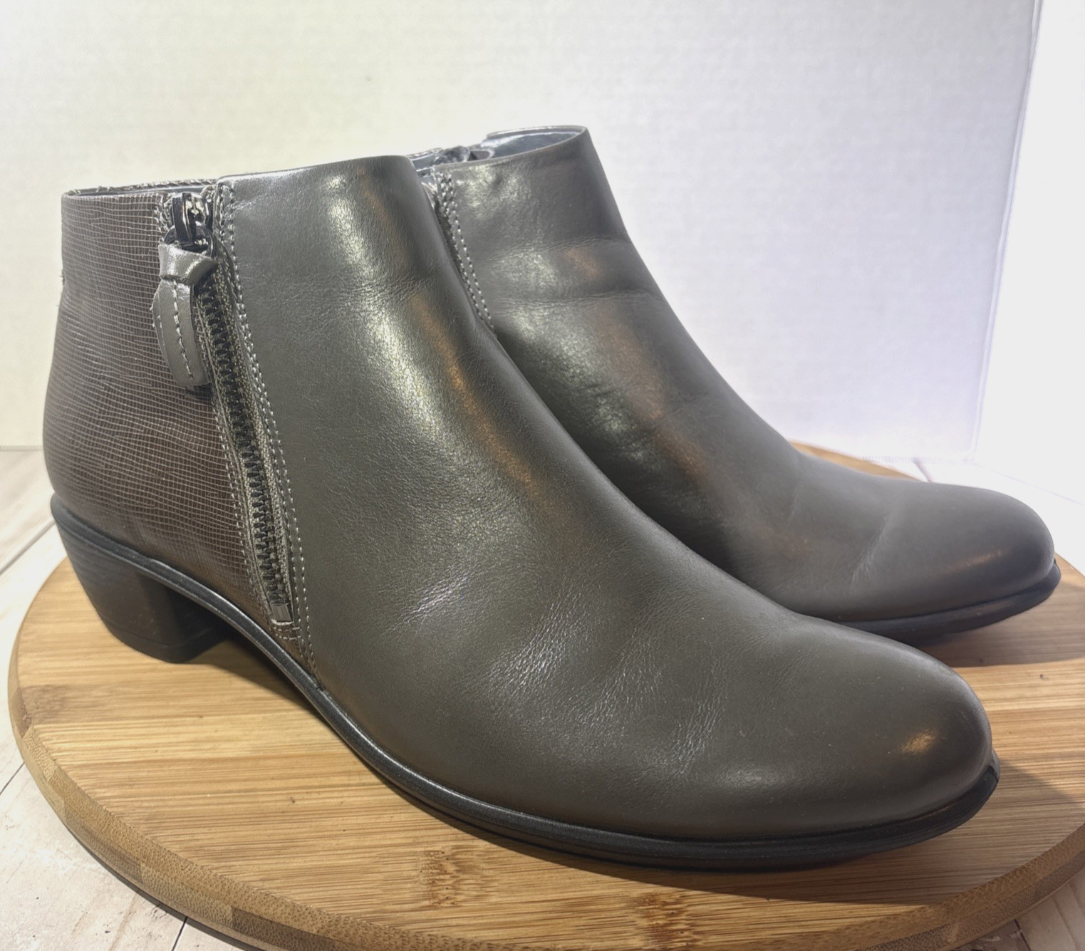 Ecco Touch 35 Side Zip Ankle Boots Women’s Gray Brown Size EU 40