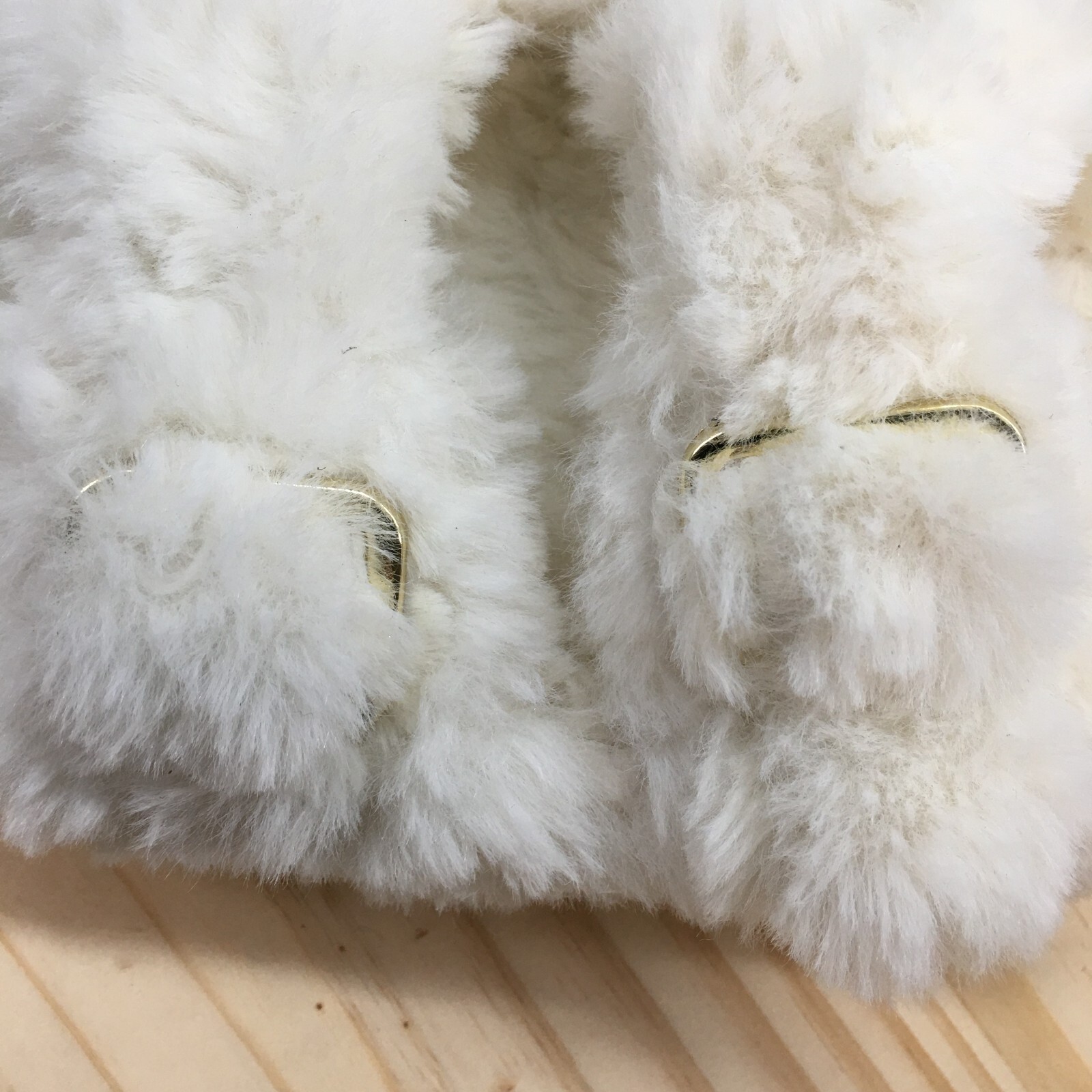 Secret Treasures Slippers Womens 11 Luxe Slip On Slide White Faux Fur Casual NEW