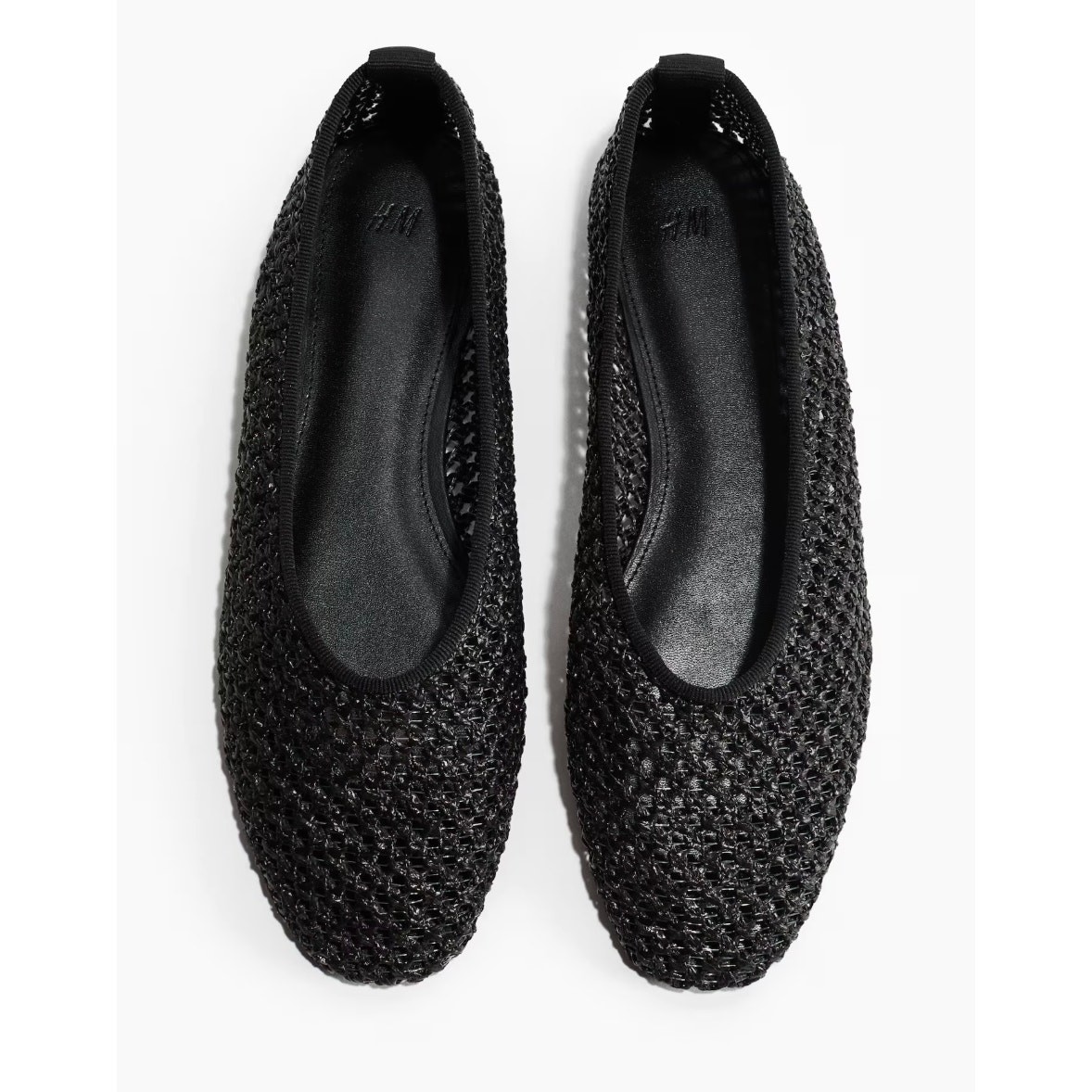 NWT H&M Braided Flats Black Woven Ballet Flats EU 38 US 7