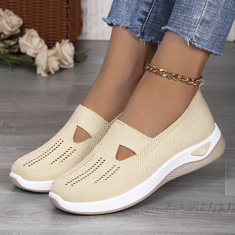 Women’s casual shoes, fly woven breathable shallow mouth cloth shoes lightweight