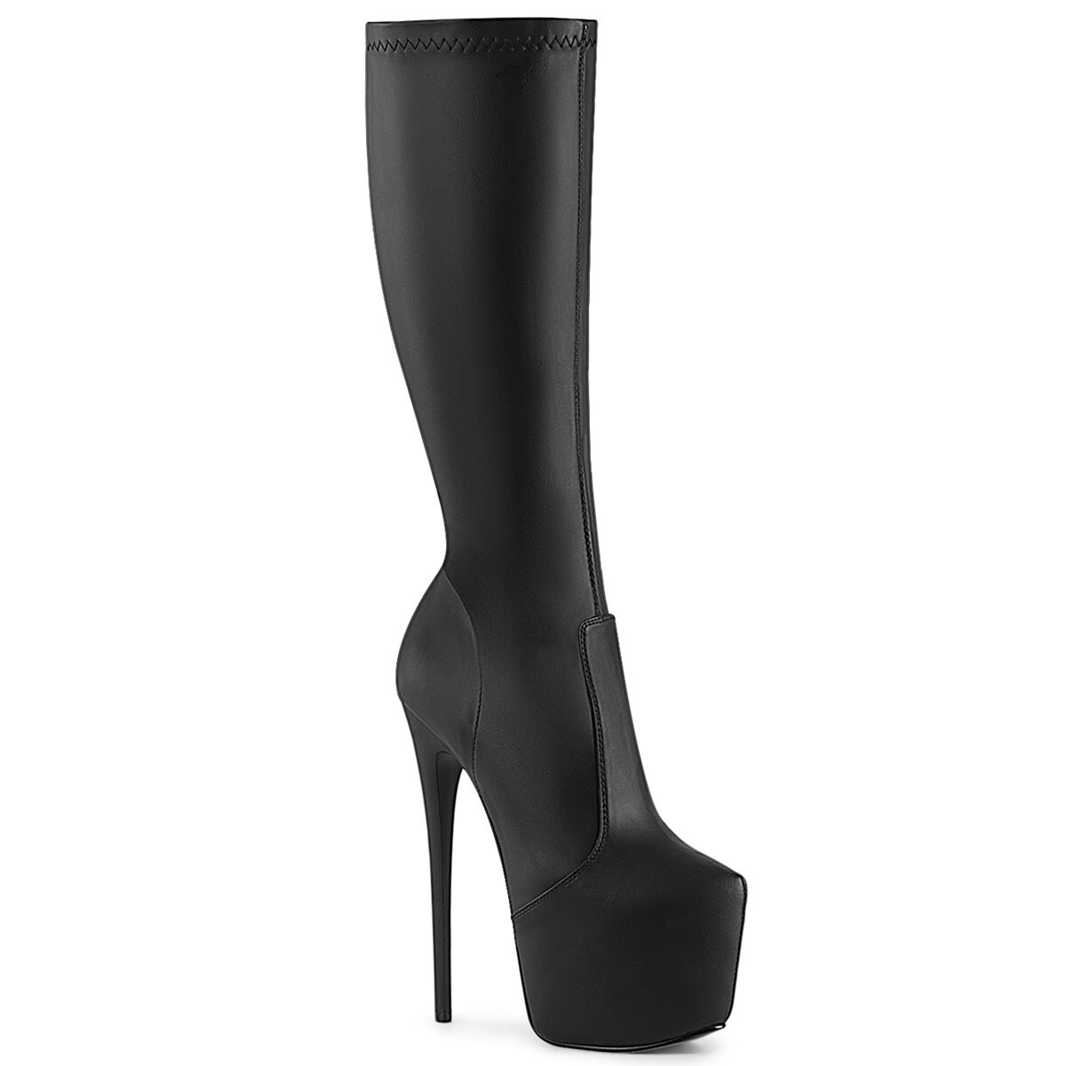 7″ Black Latex Lace Up Knee High Fetish Stripper Boots Heels Womans 7 8 9 10 11