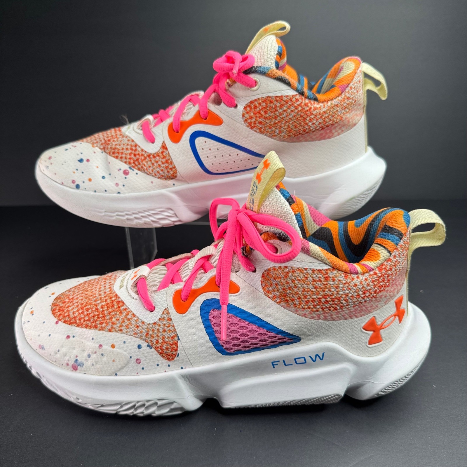 Under Armour Flow Breakthru 4 Womens Basketball Shoes White Orange 3026761-100 8