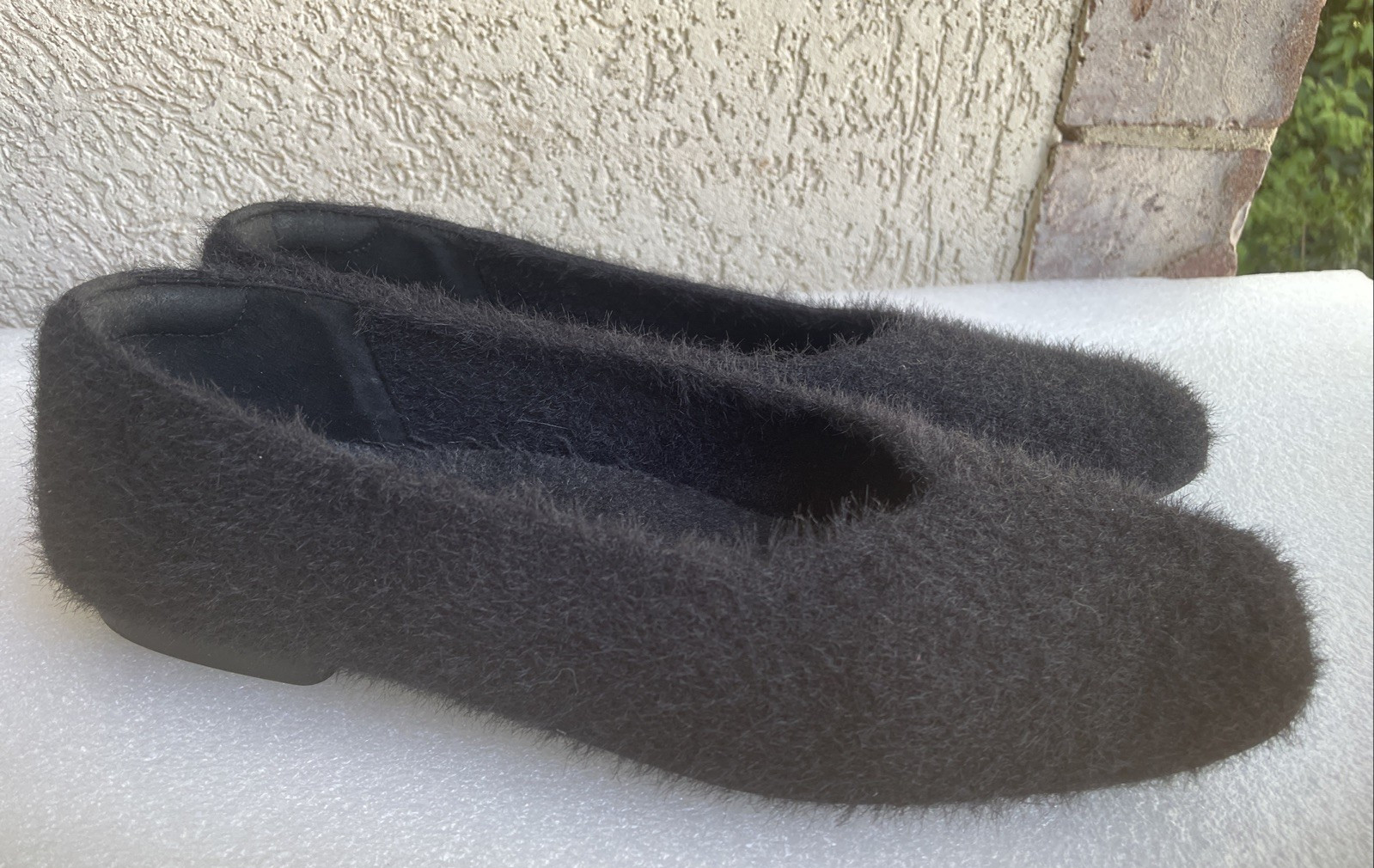Vivaia Square Toe Recycled Mink Faux Fur Flats Margot 2.0 Black 41.5 US 10