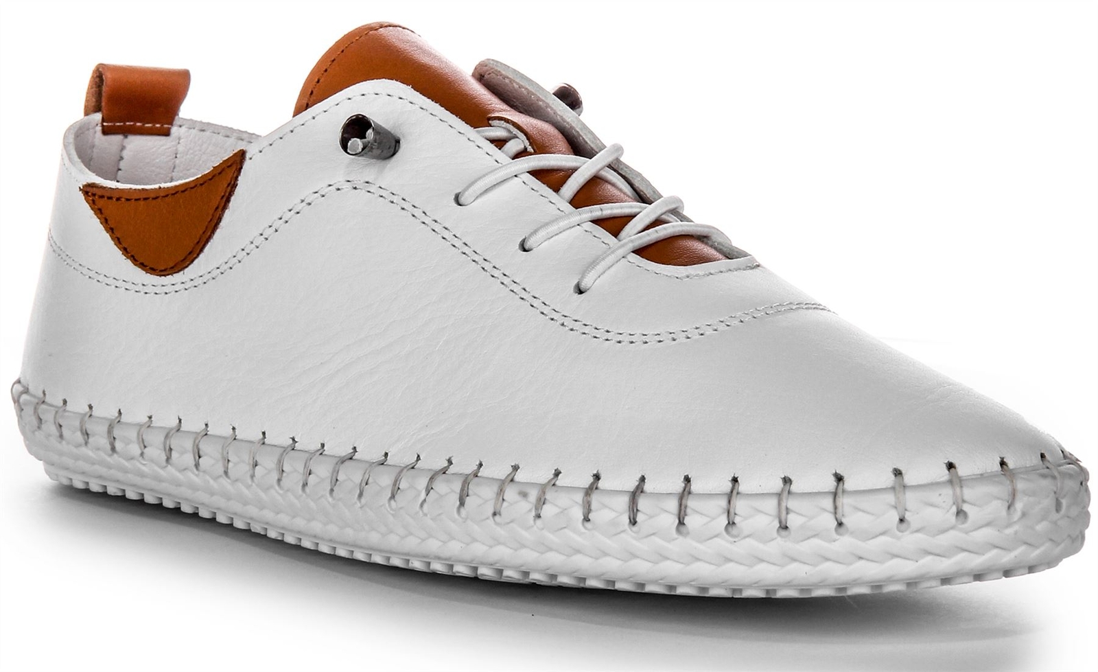 Justinreess England Lexi 3 Pull Tab Leather Womens Sneakers White US 3 – 9