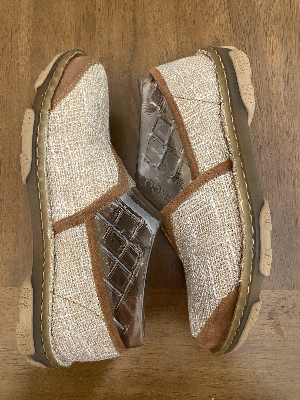 Tony Lama Renata Womens Sz 7.5 Beige Canva Burlap Slip On Western Loafers Shoes
