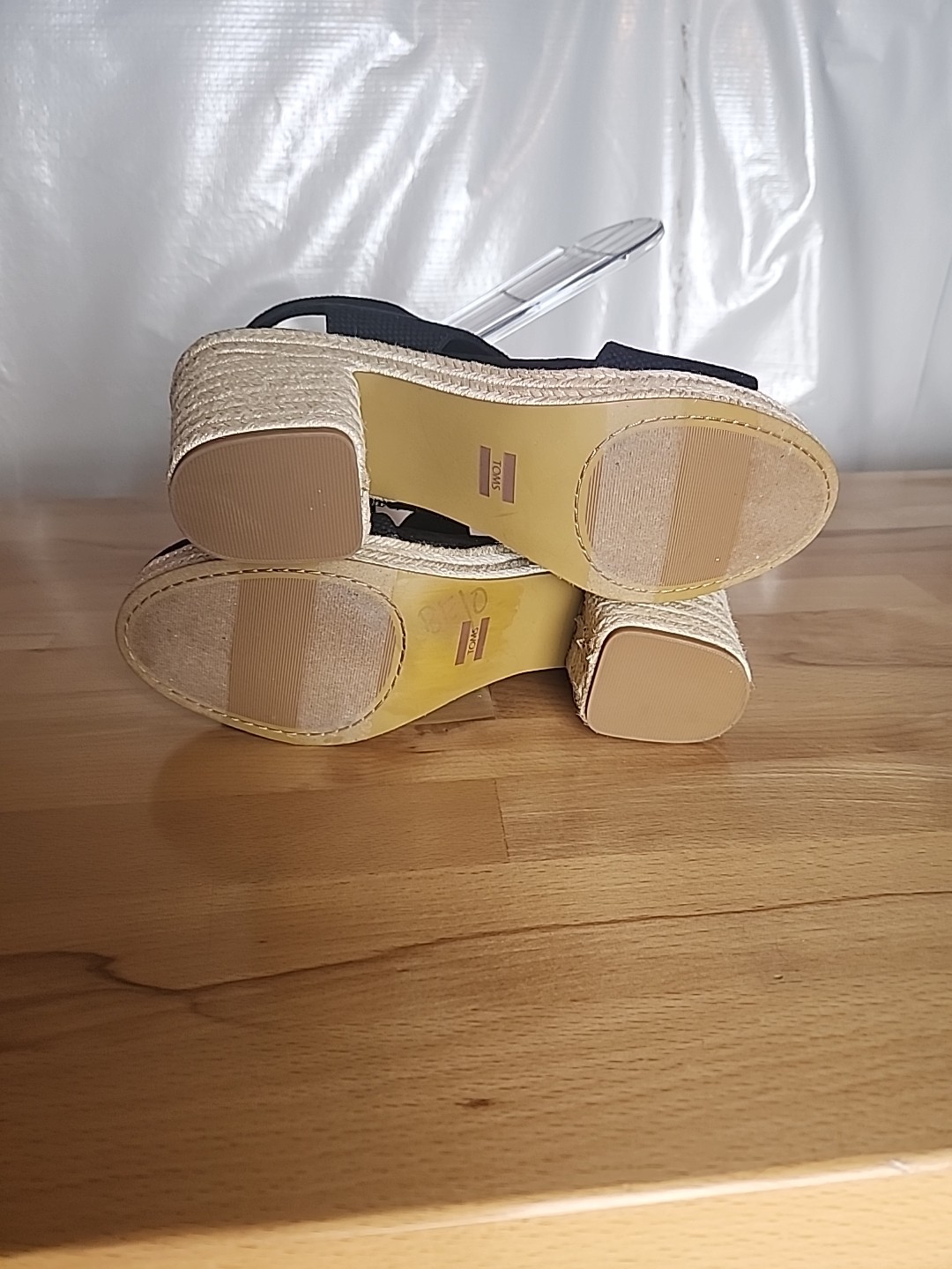 TOMS Majorca Rope Platform Espadrille Sandals 12 Black Block Heel Resort Chic