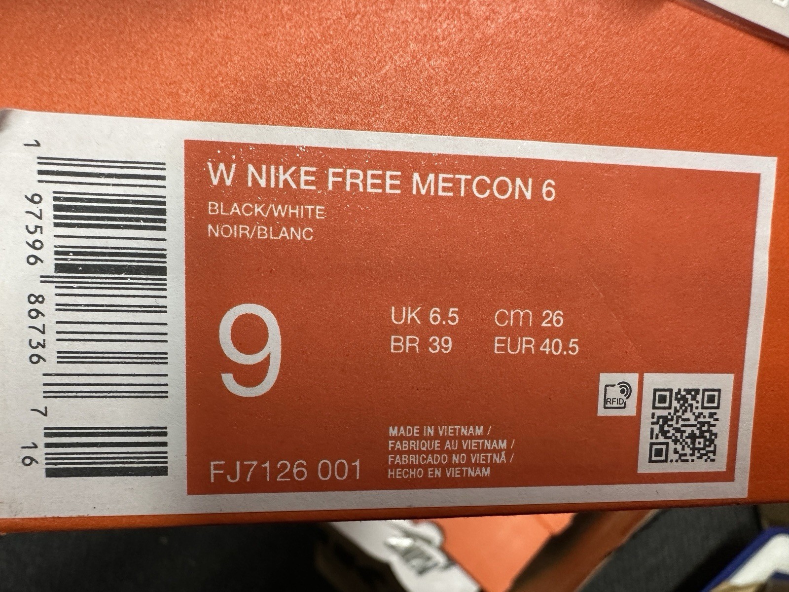 Size 9 – Nike Wmns Free Metcon 6 ‘Black White’ FJ7126-001