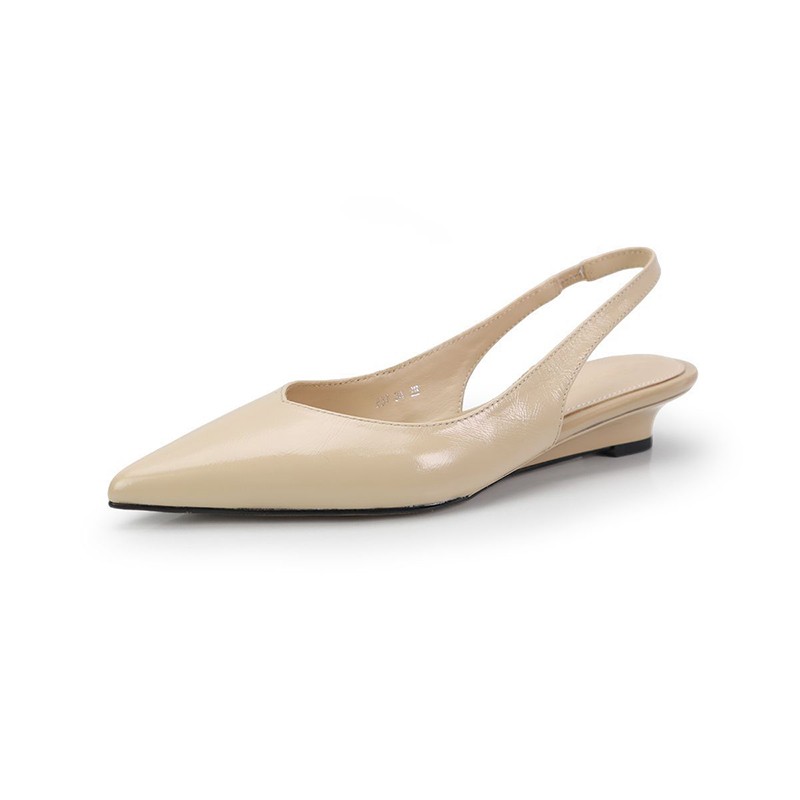 Elegant Pointed Toe Slingback Flats Concise Low Heel Shoes Ladies Mules Pumps
