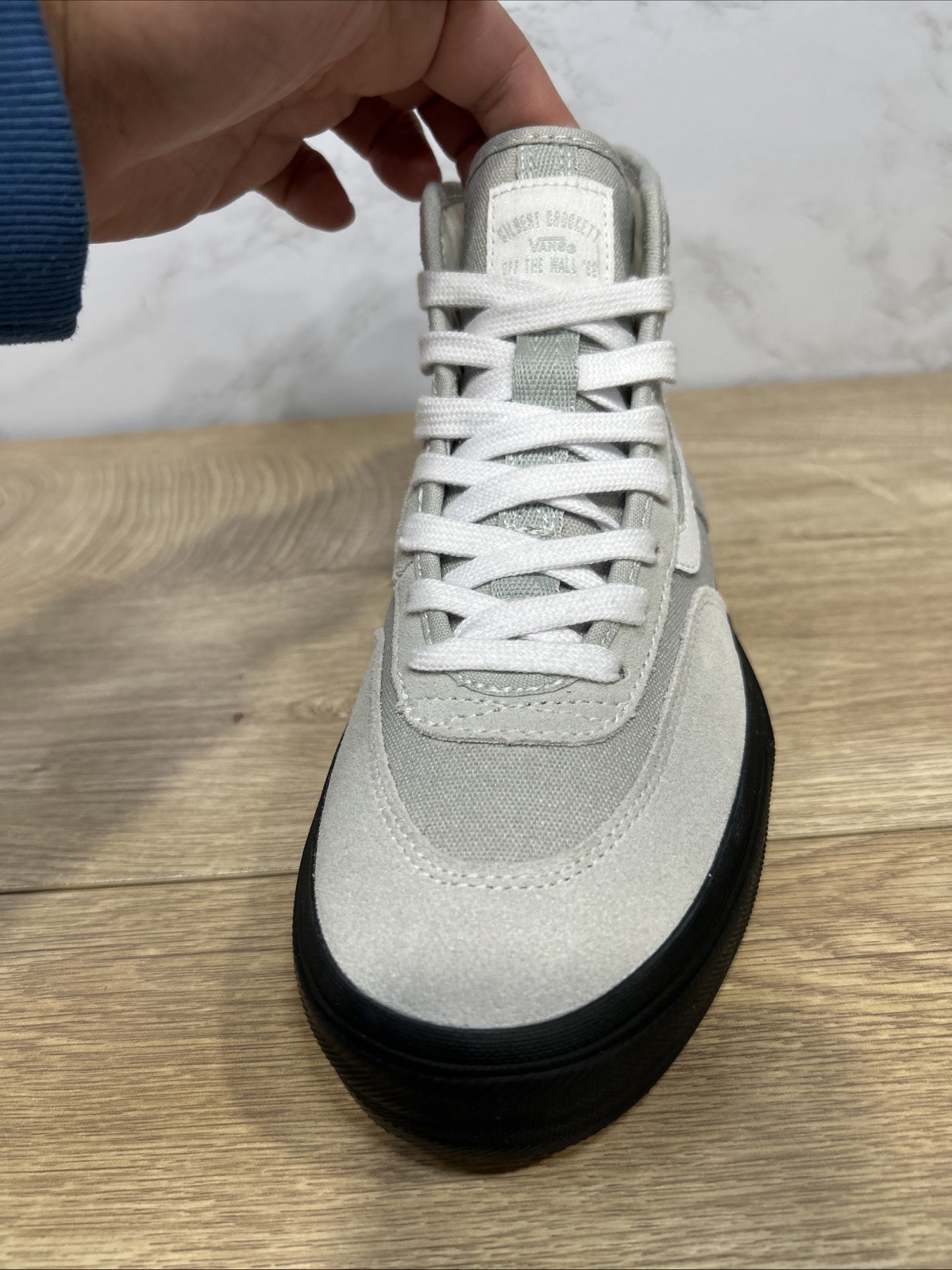 Vans Gilbert Crockett Hi Top Light Grey White Canvas Women Shoes 721454 Sz 5.5