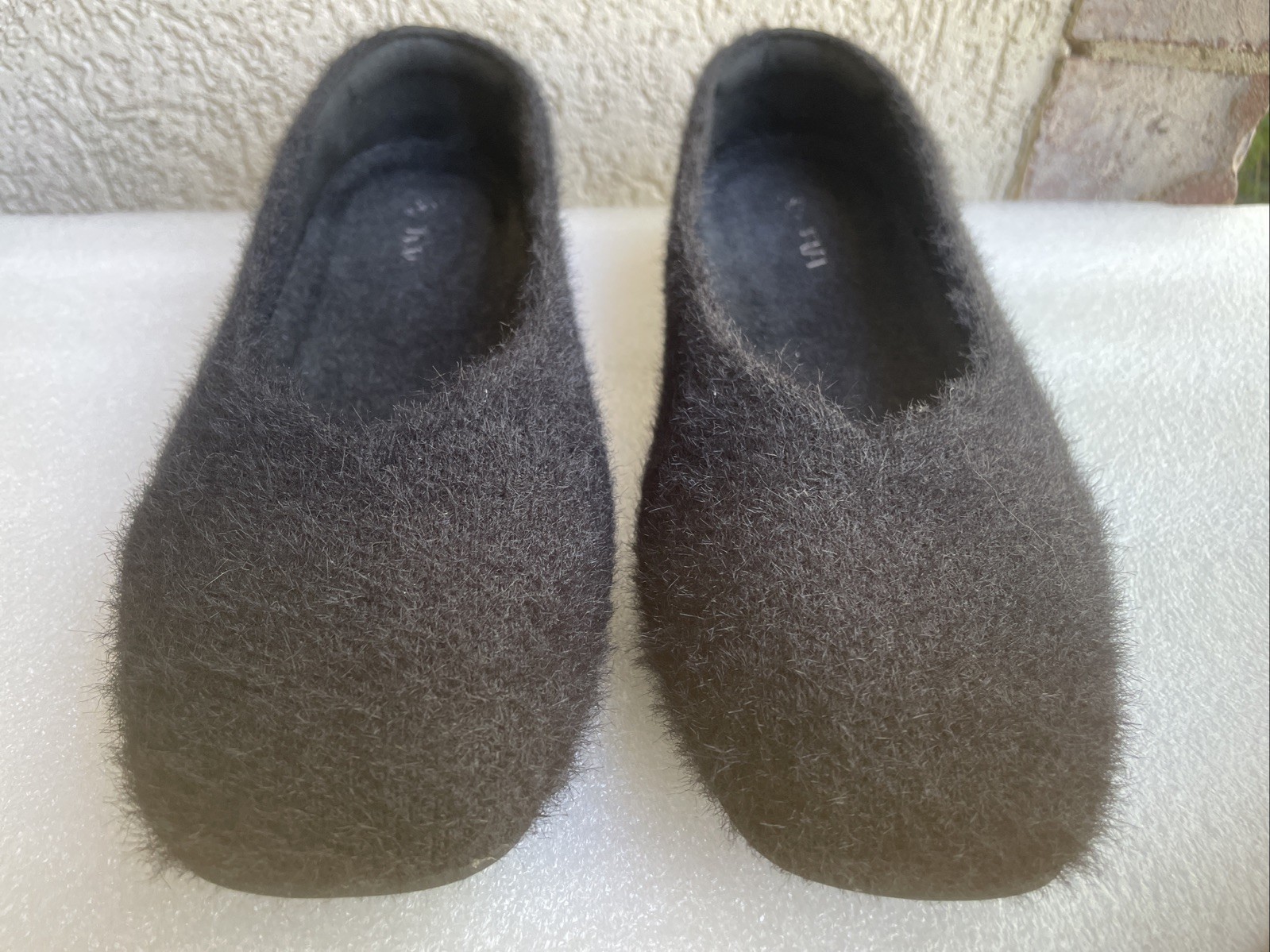 Vivaia Square Toe Recycled Mink Faux Fur Flats Margot 2.0 Black 41.5 US 10