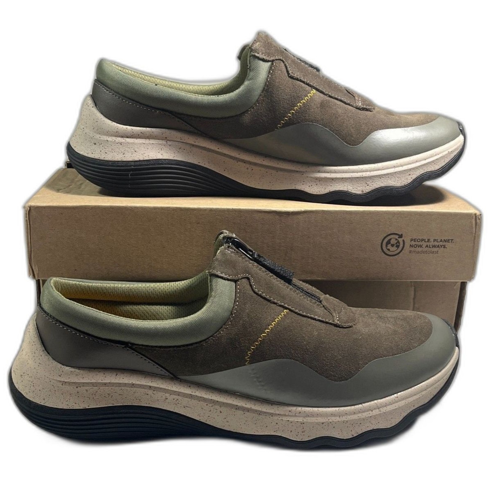 Clarks Jaunt Way Slip-On Shoes Dark Olive Women’s 9M Comfort Walking NEW