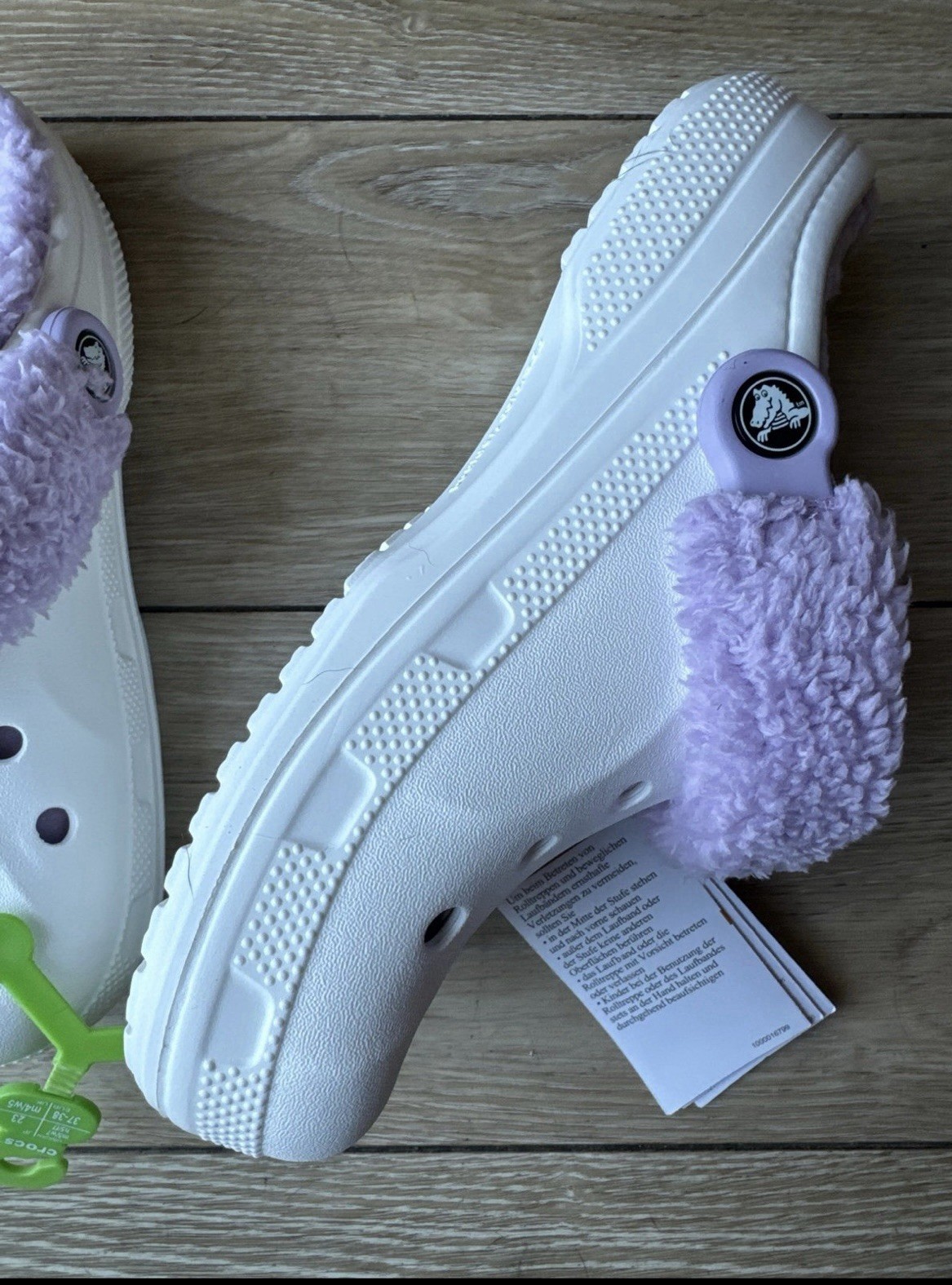 CROCS BAYA LINED FUZZ-STRAP CLOG 206633-577 WHITE UNISEX US W7/M5