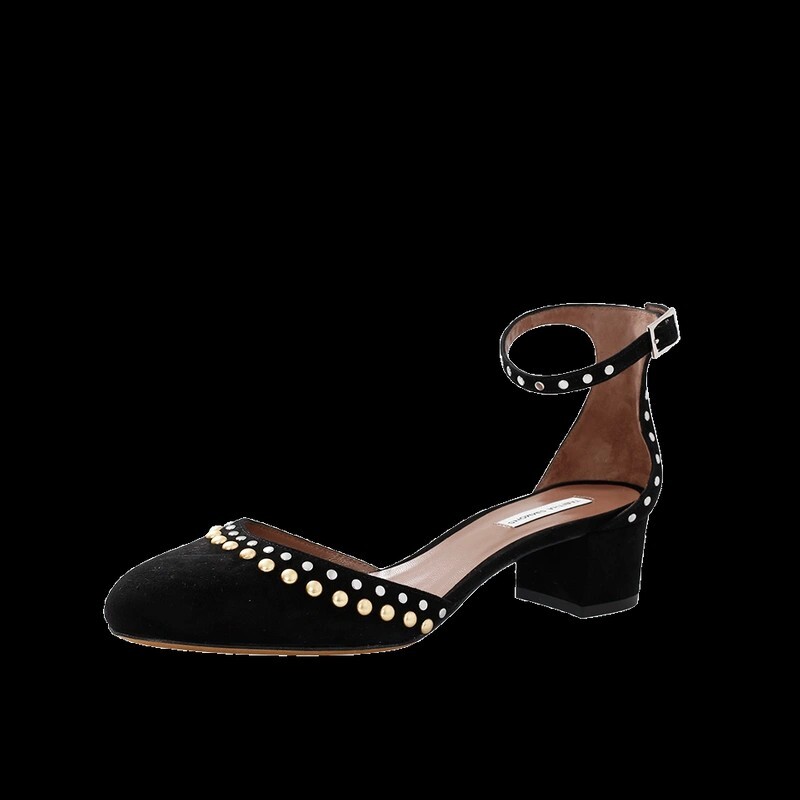 Tabitha Simmons Anais Black Suede Leather Studded Ankle Strap Pump Shoes 40.5