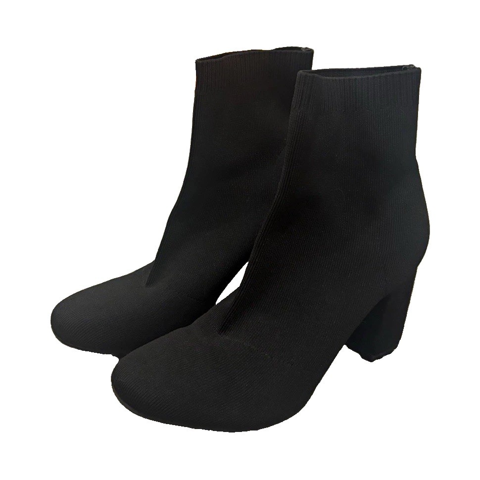 MIA Erika Women’s Knit Stretch Pull-On Ankle Bootie, Block Heel Round Toe 8.5