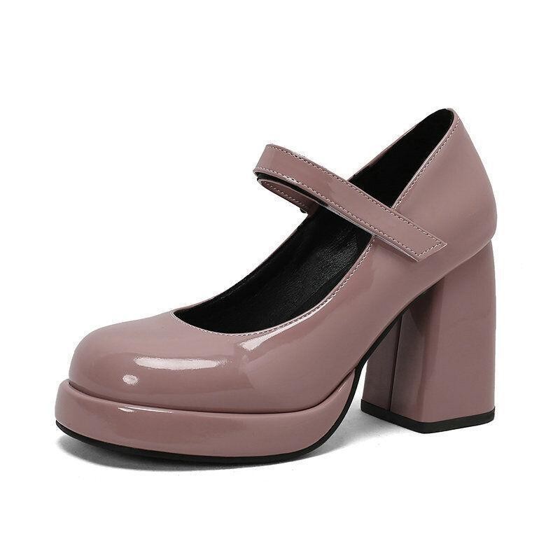 Womens Shiny Patent Leather High Heel Shoes Dress Casual Party Mary Jane Wedding