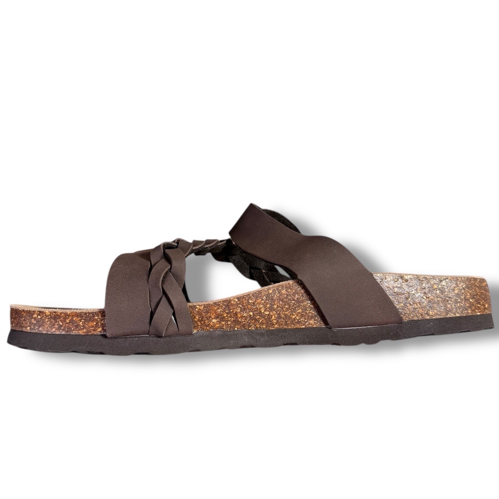 Kidmi Women Chocolate Brown Braided Strap Cork Footbed Sandals Sz 40 US 9
