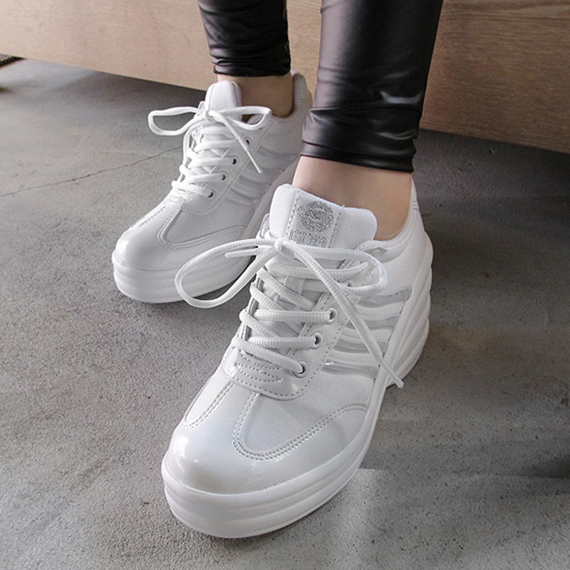 Women Cheerleaders Shoes High Heel Sneakers Wedge Platforms 3.5″