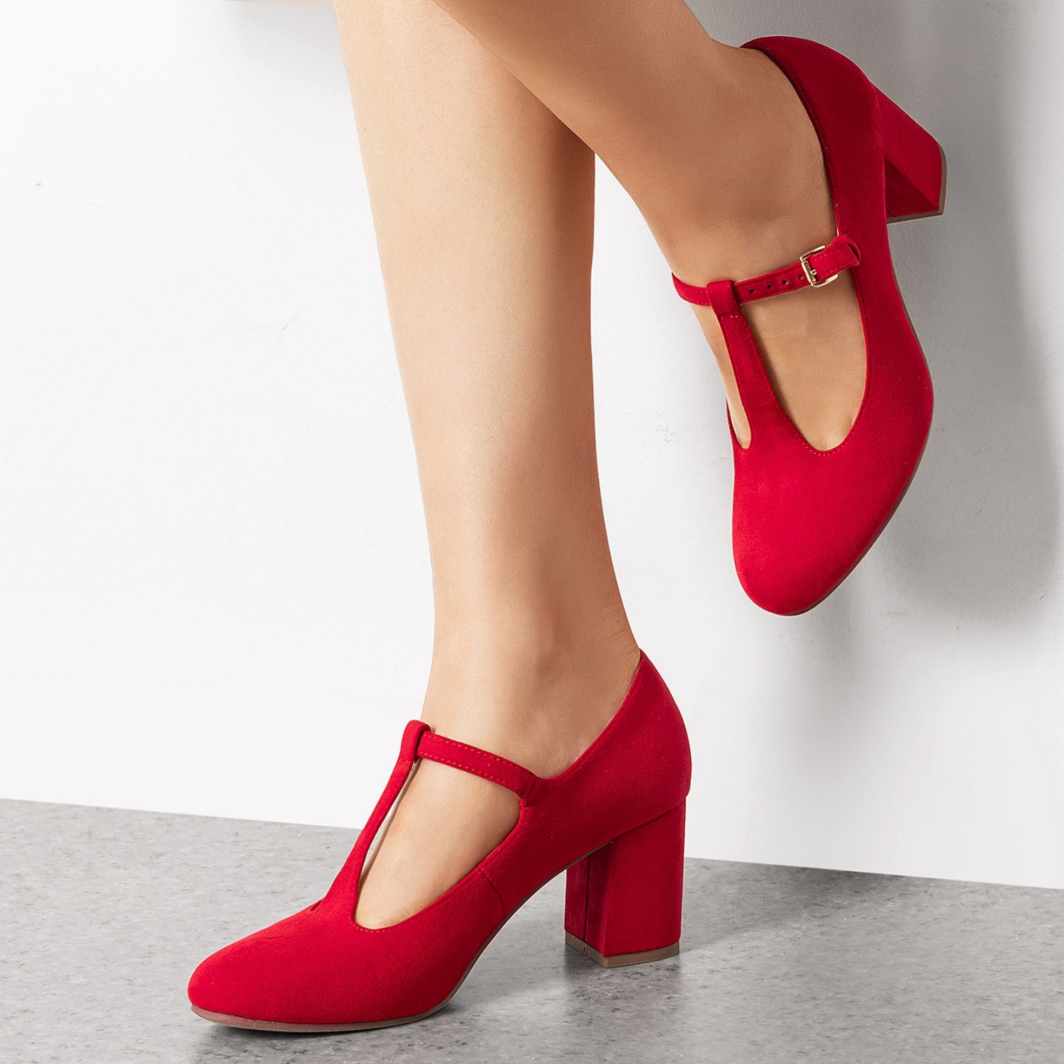 Women Mary Jane Pumps Low Chunky Heels T-Strap Wedding Dress Pump Shoes NEW