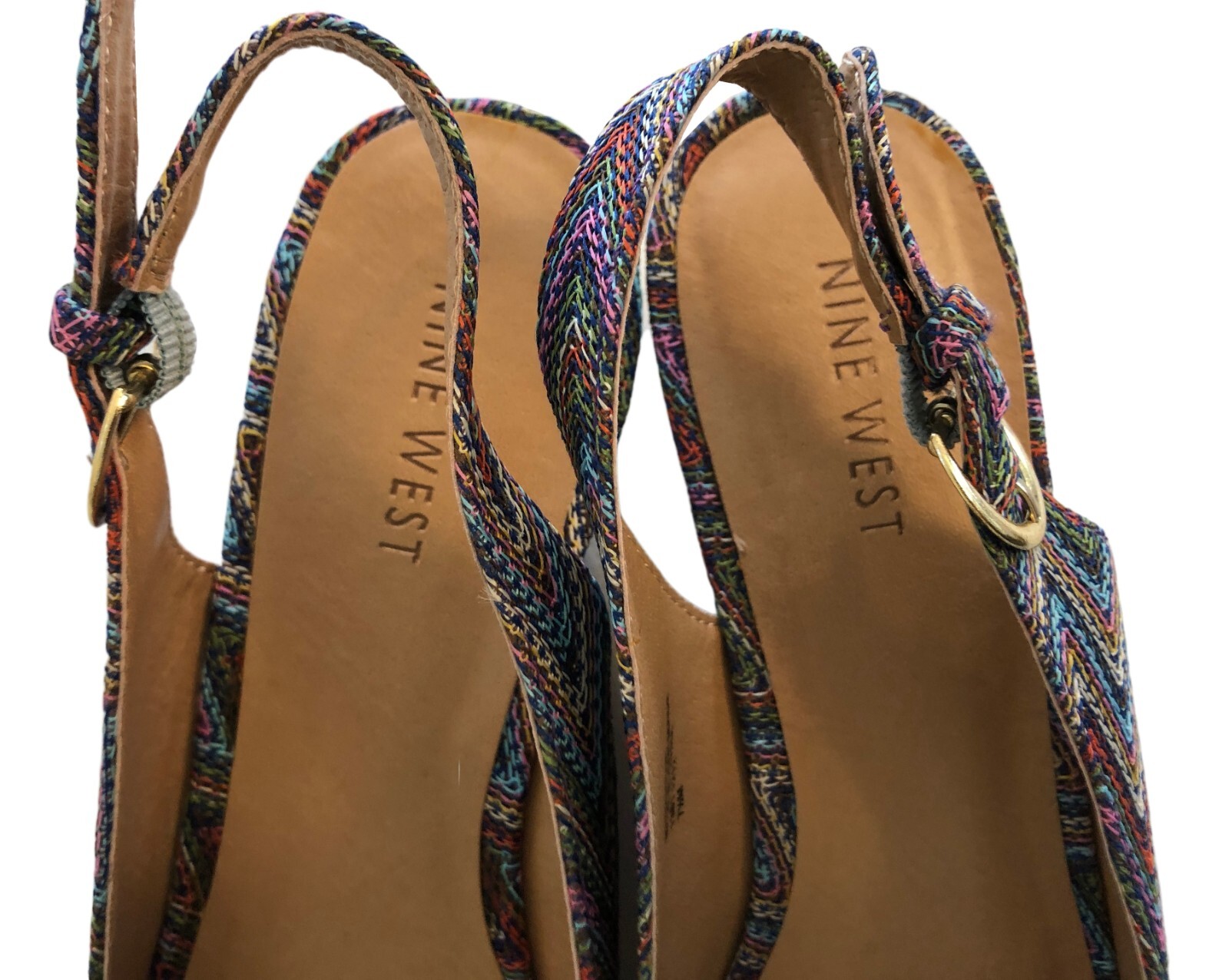 NEW Nine West ABBE Boho Cork Wedge Sandal Sz 7.5M NWOT Woven Hippie