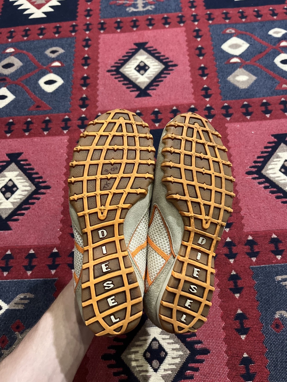Rare Diesel Sorento Ballet Lace Up Sneakers Vintage Y2K Orange Beige Size 7