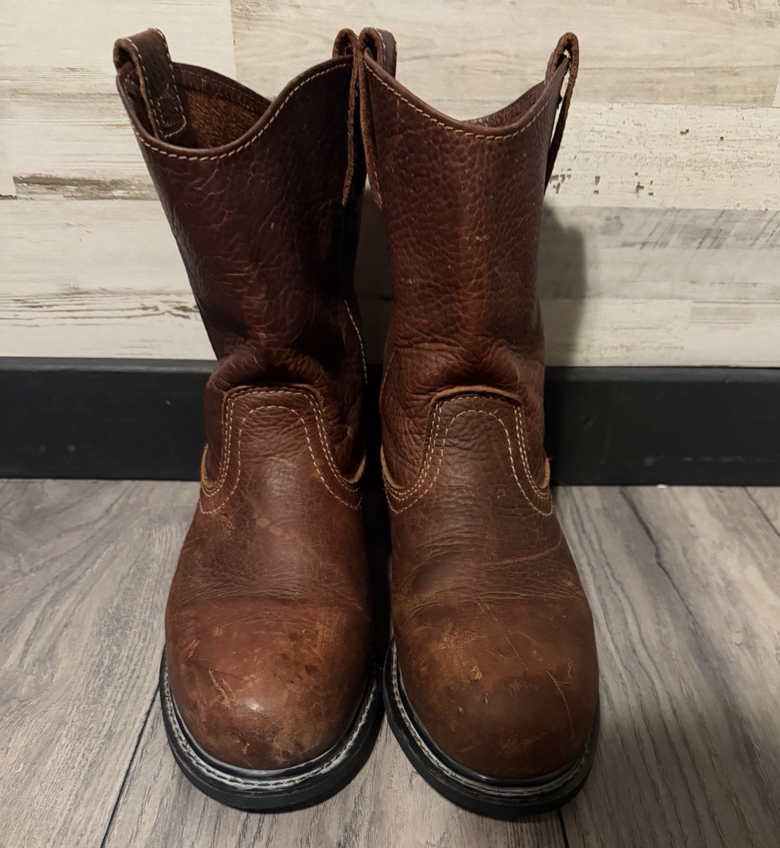 Boone & Crockett men’s Brown Leather Wellington Mid-Calf Pull-On 8.5 wide
