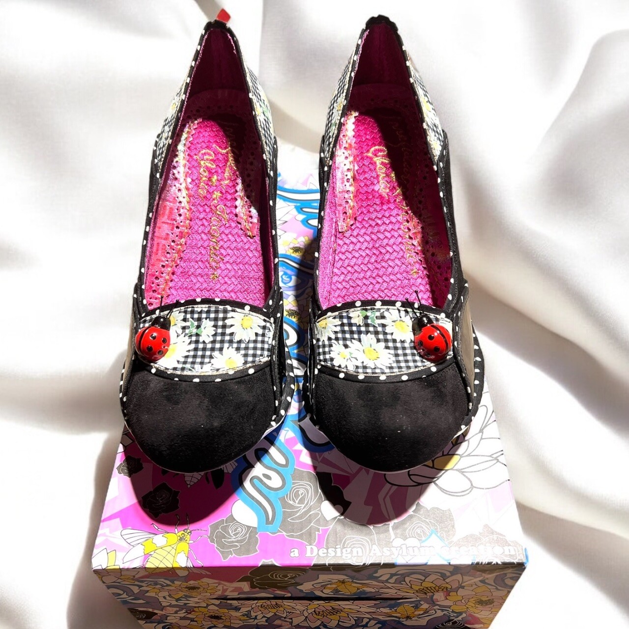 IRREGULAR CHOICE Size 9 (40 EU)…….”Future LadyBug” Black & Red Heels. New