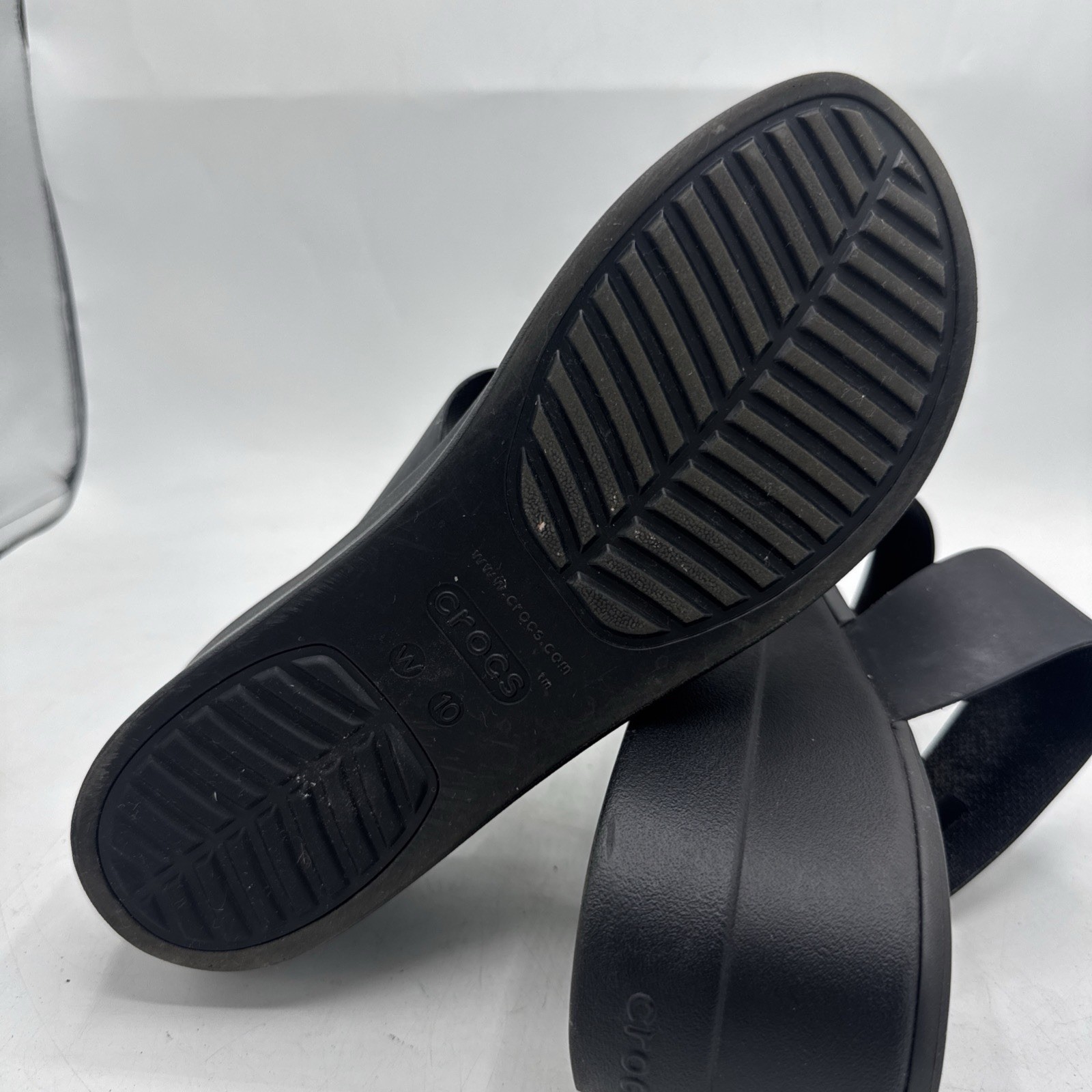 Crocs Brooklyn Mid Wedge Platform Slide Sandals Womens 10 Black Lite Ride