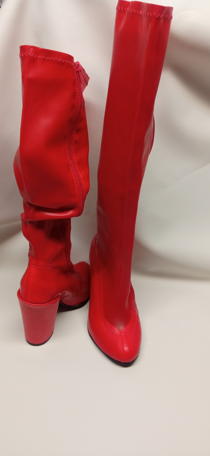 Handmade Rubber Boots Knee High Many Colours Heel 11cm Block – 41-47