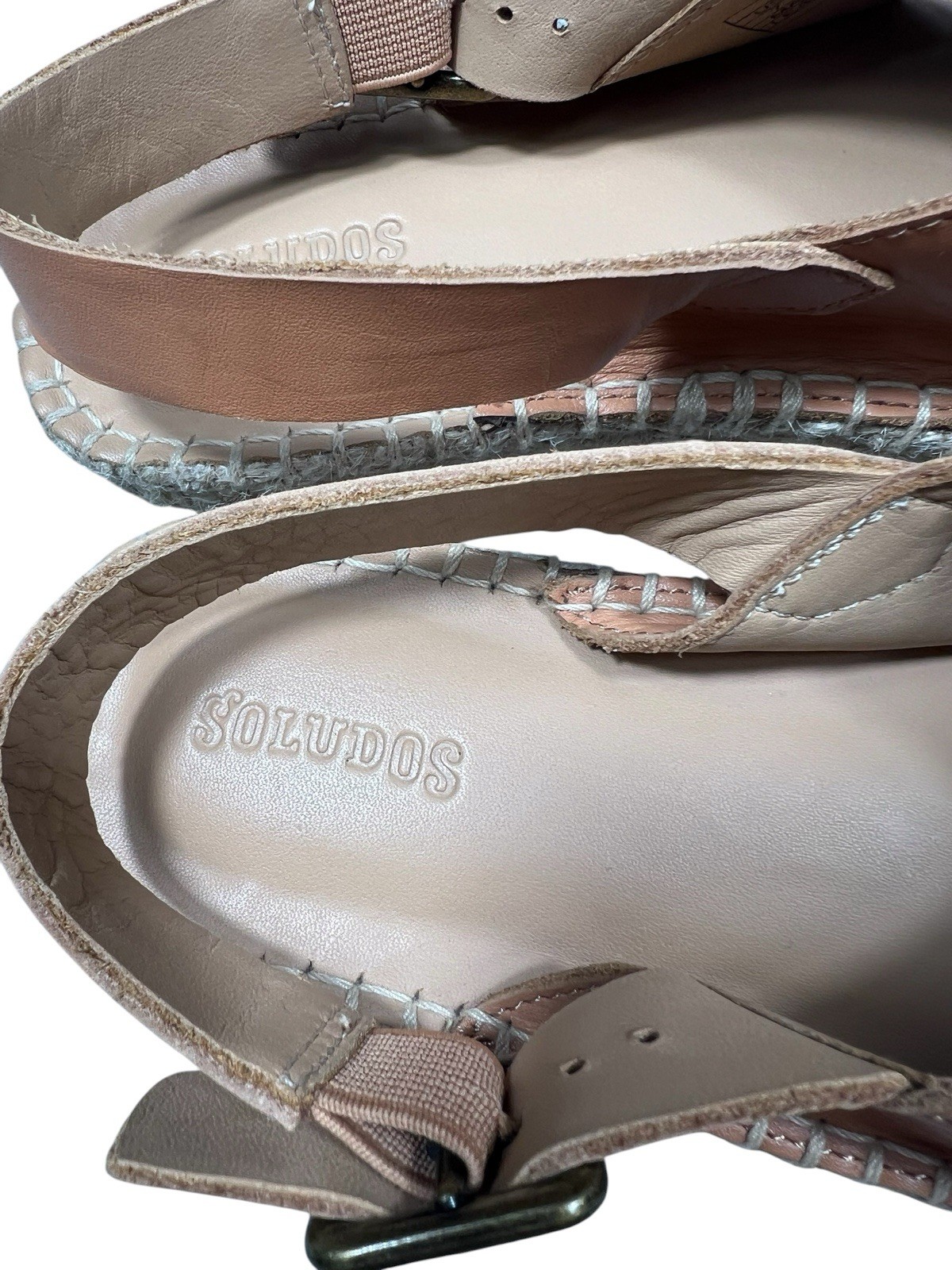 Women’s SOLUDOS ELOISE ESPADRILLE SANDAL tan/camel leather size 7 braided jute
